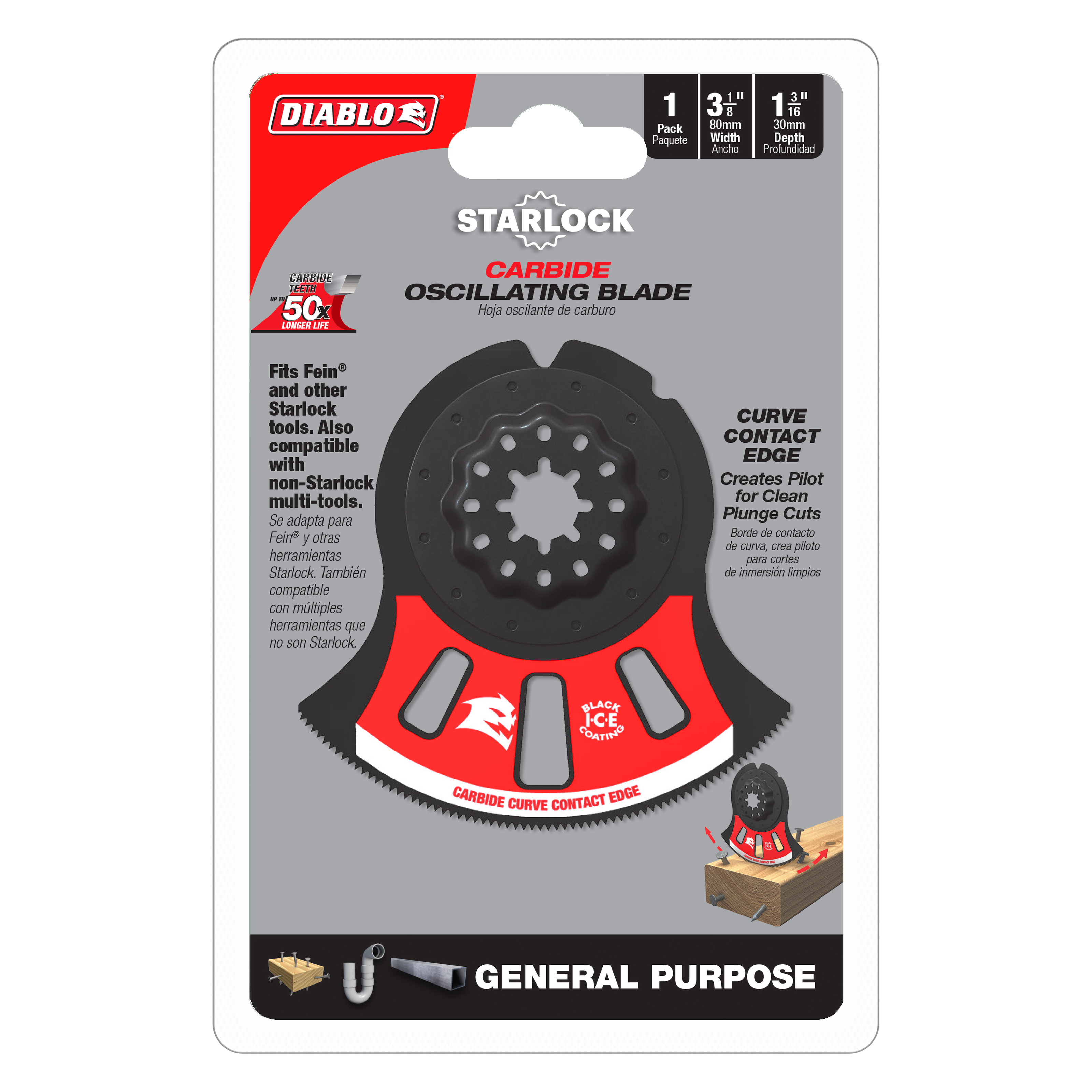 Diablo DOS3125RCGP 3-1/8" AMPED™ Demo Demon™ Starlock Carbide Teeth Oscillating Blade for General Purpose Cuts