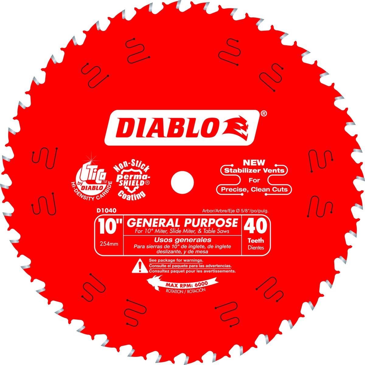 Diablo D1040X 10" x 40-Teeth General Purpose Saw Blade for Wood