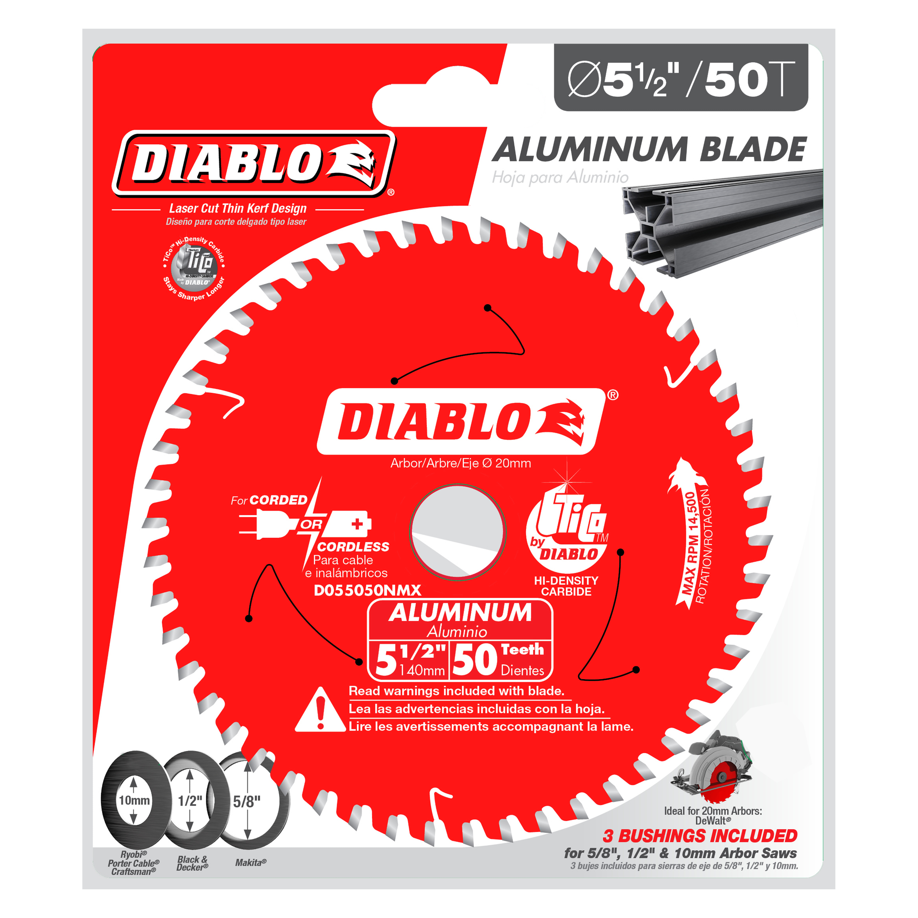 Diablo D055050NMX 5-1/2" x 50-Teeth Saw Blade for Medium Aluminum