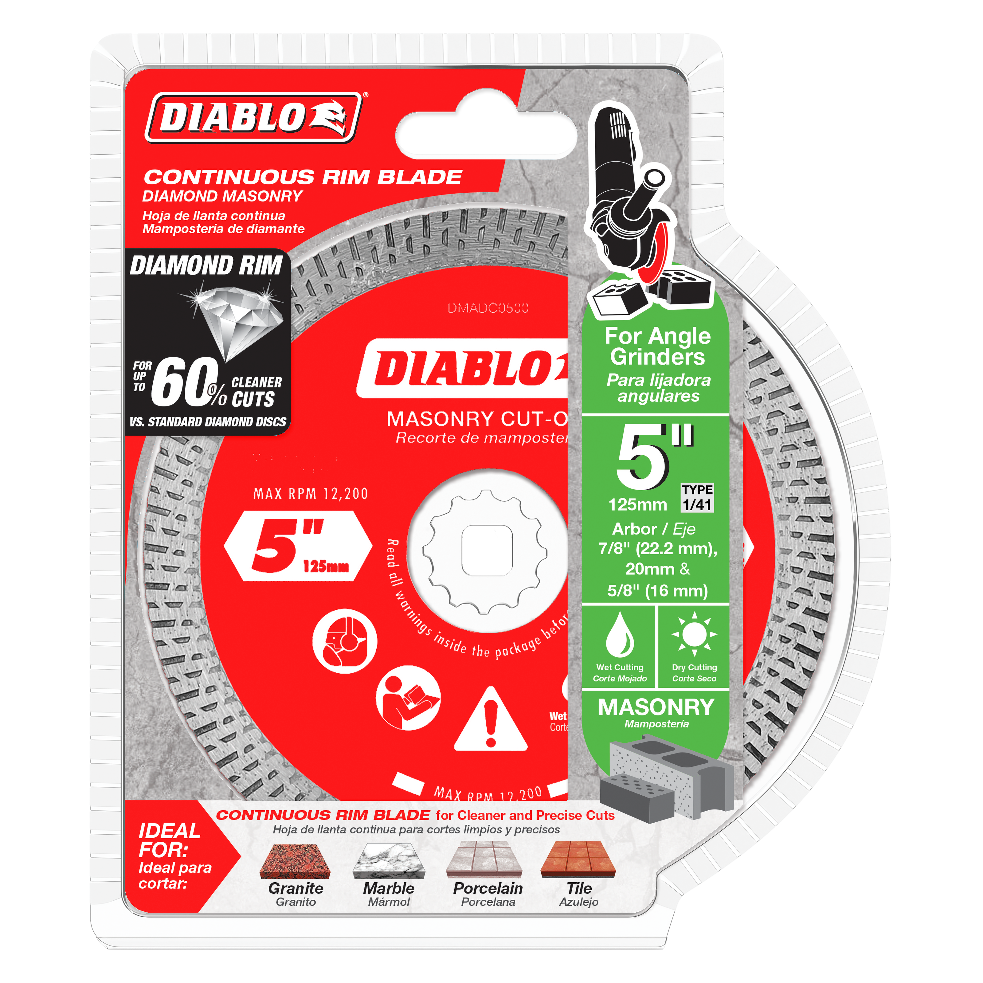 Diablo DMADC0500 5" Diamond Continuous Rim Masonry Cut-Off Disc