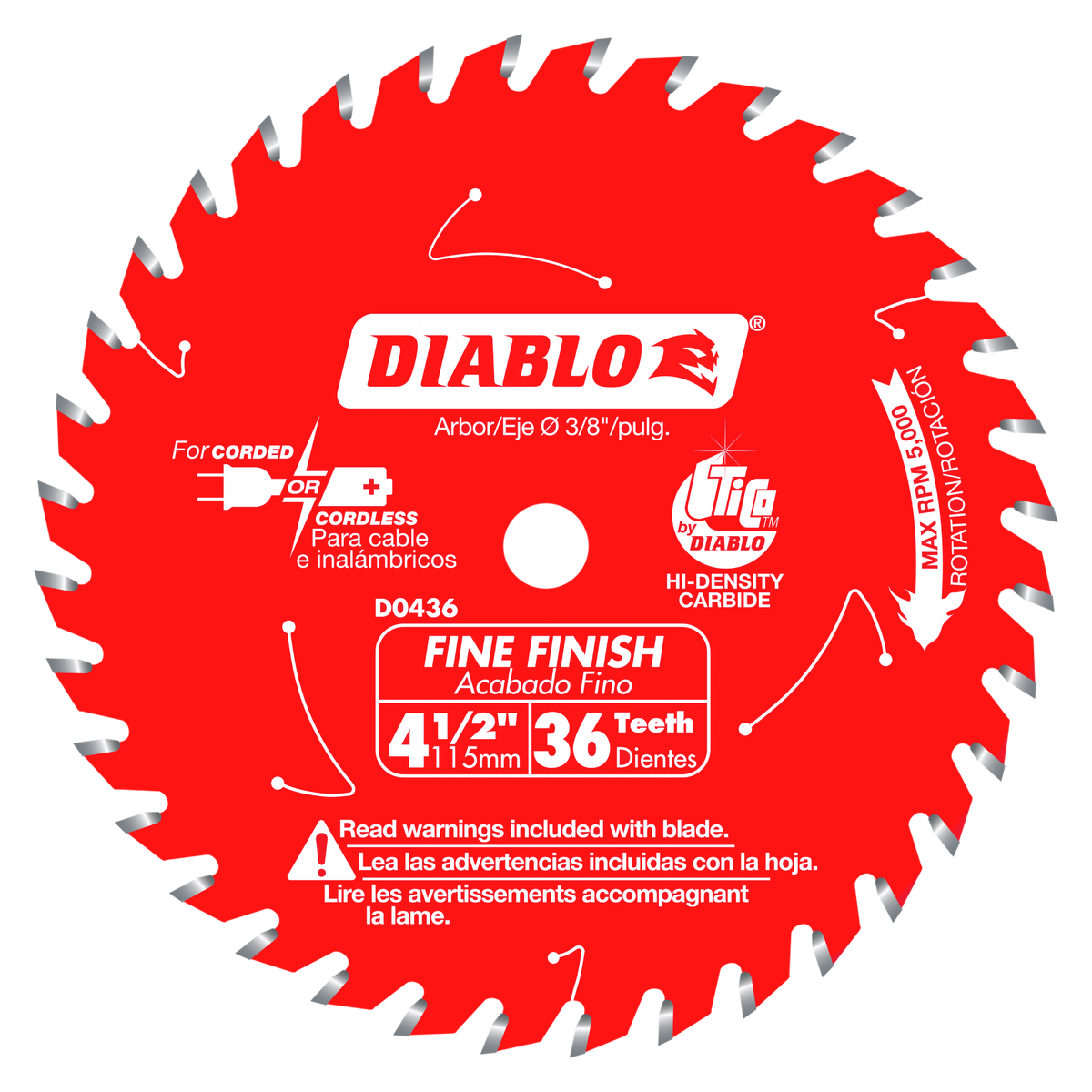 Diablo D0436X 4-1/2" 36 Tooth Fine Finish Saw Blade