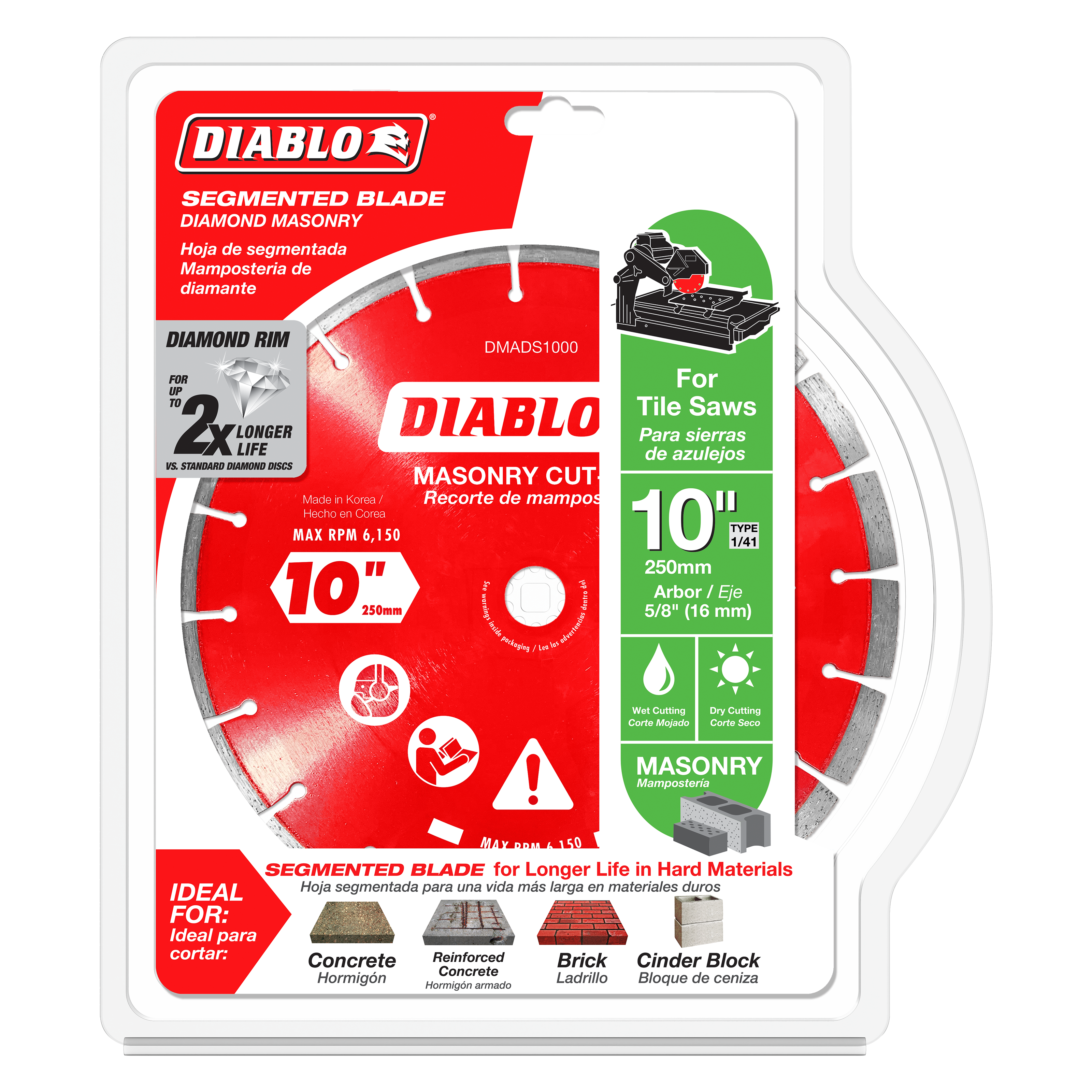 Diablo DMADS1000 10" Diamond Segmented Masonry Cut-Off Disc