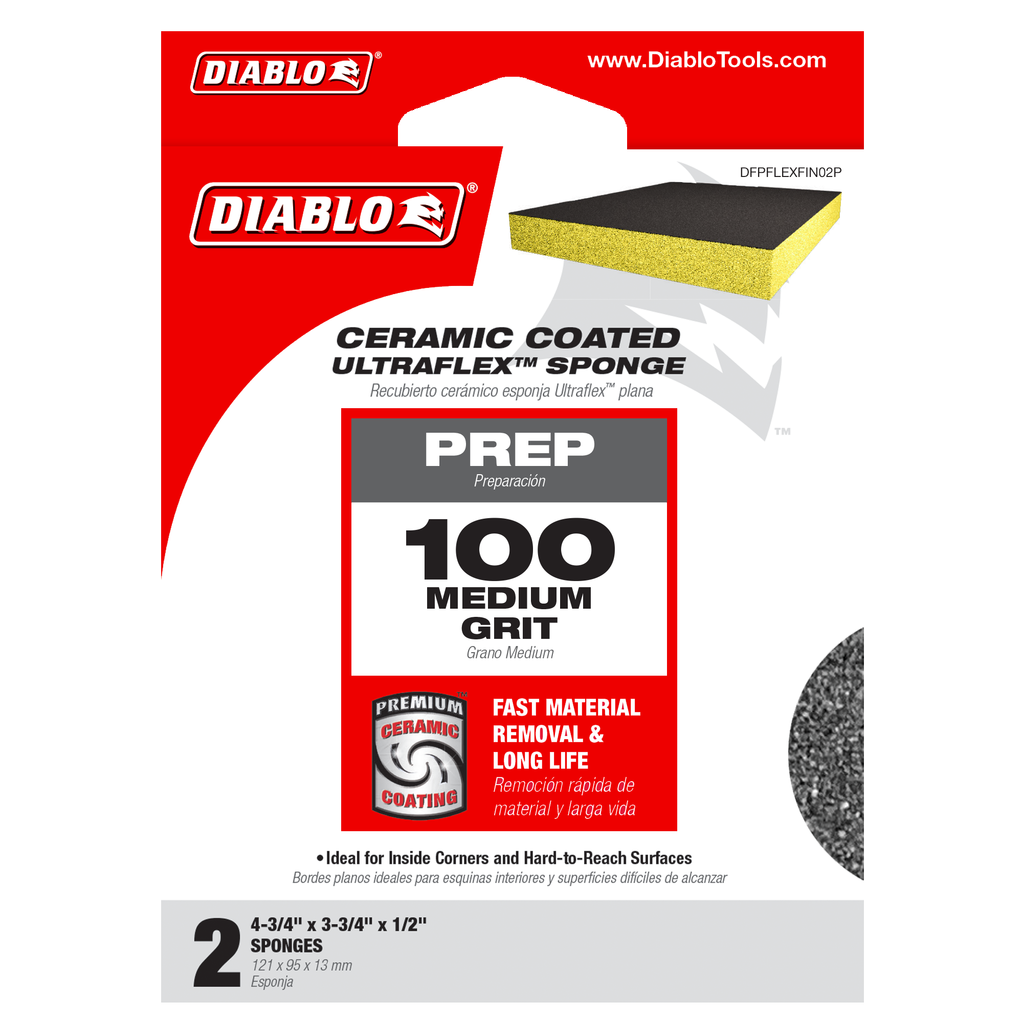 Diablo DFPFLEXFIN02G 100-Grit ULTRAflex™ Sanding Sponges (2-Piece)