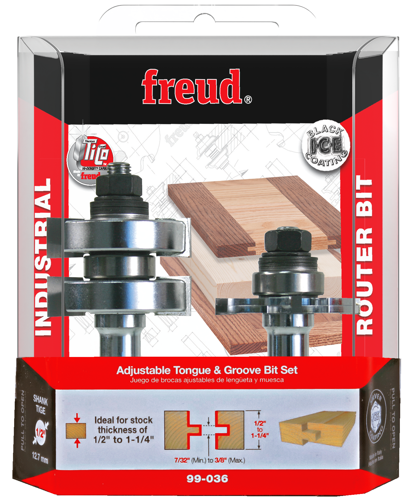 Freud 99-036 1-3/4" (Dia.) Adjustable Tongue & Groove Bit Set