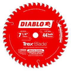 Diablo D0744CD 7-1/4" x 44-Teeth TrexBlade™ Saw Blade for Composites and Plastic