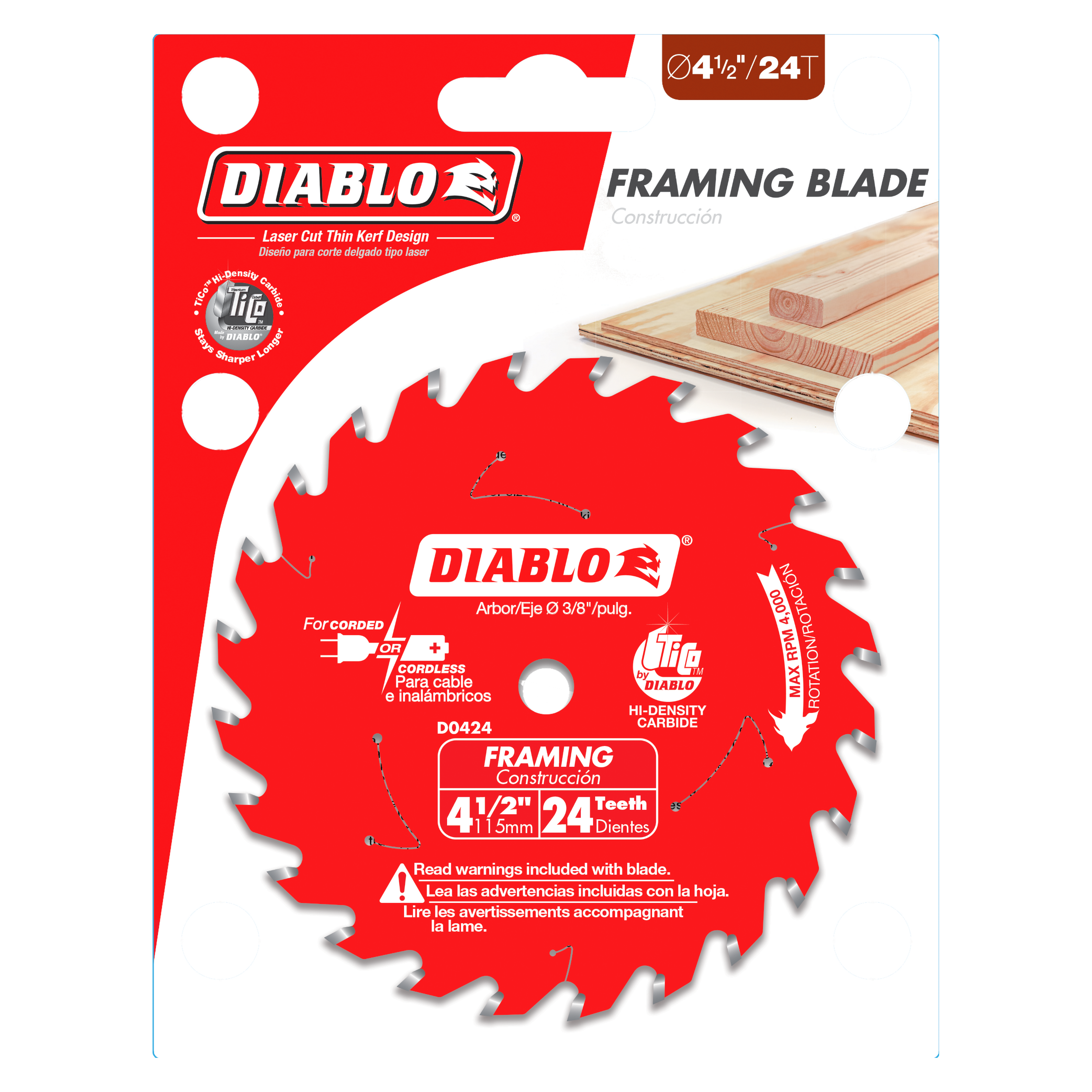 Diablo D0424X 4-1/2" x 24-Teeth Framing Saw Blade for Wood