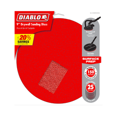 Diablo DCD090150H25G 9" 150 Grit (Fine)  Drywall ROS Hook & Lock™ Discs (25-Pack)