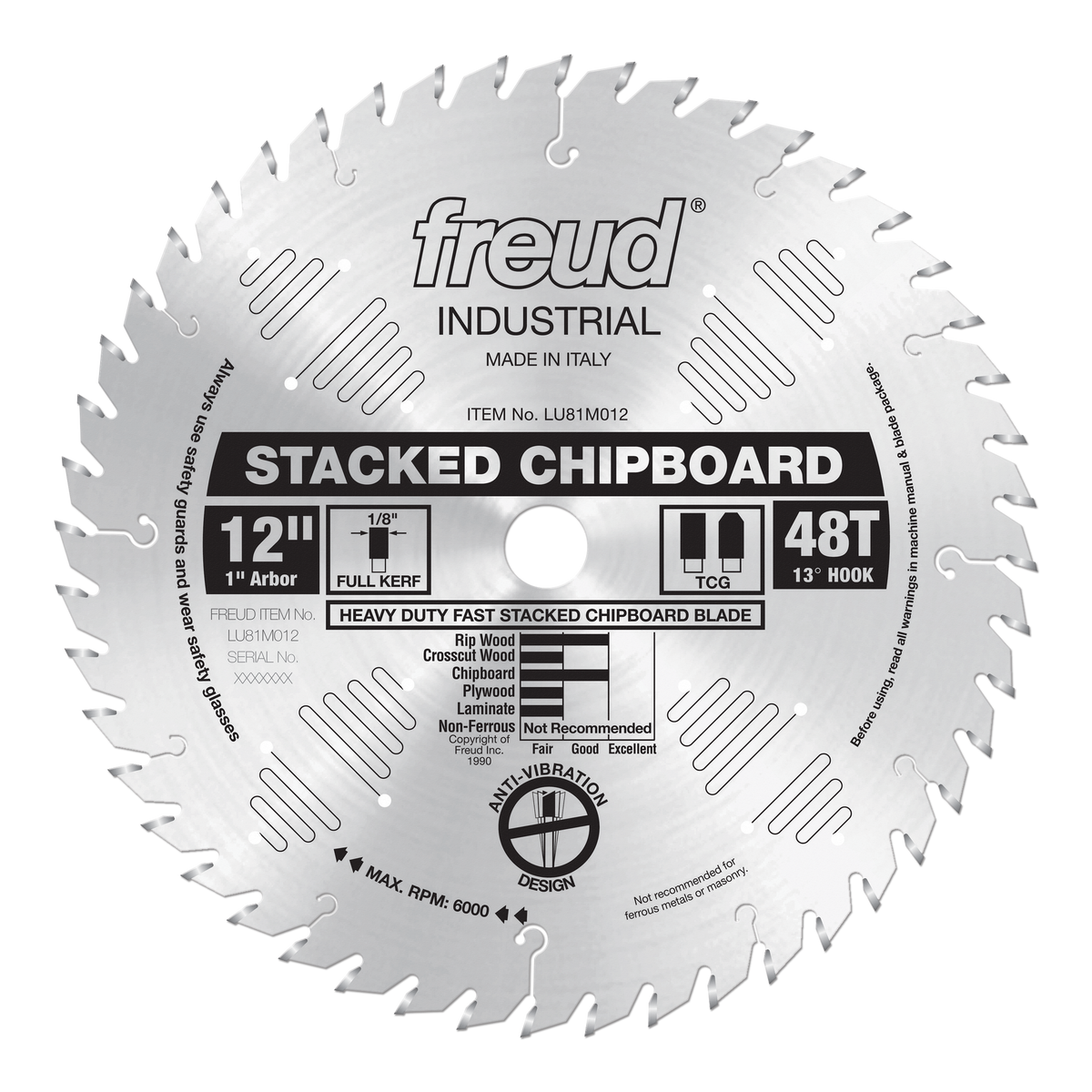 Freud LU81M012 12" Heavy Duty Stacked Chipboard Blade