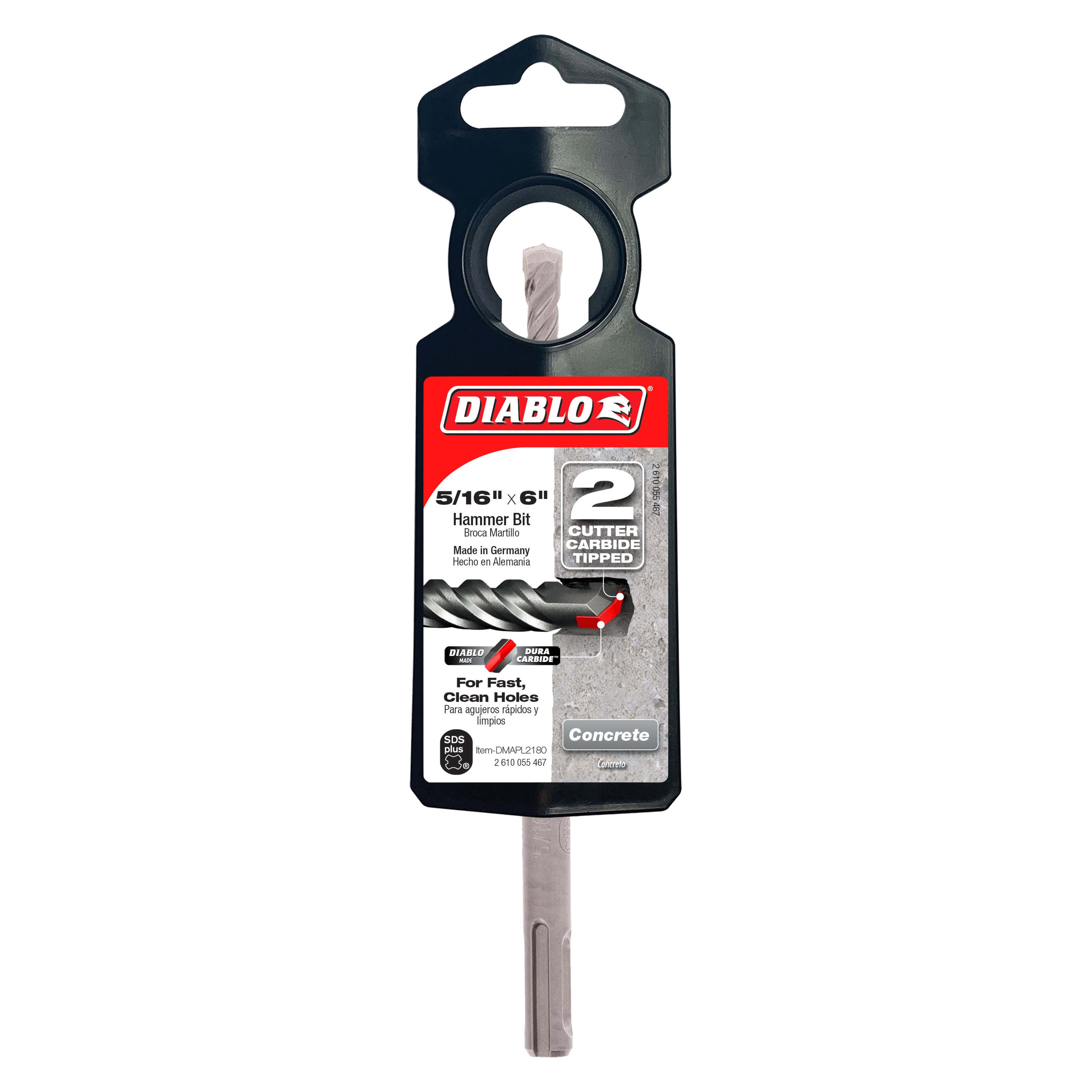 Diablo DMAPL2180 5/16" x 4" x 6" SDS-Plus 2-Cutter Carbide-Tipped Hammer Drill Bit