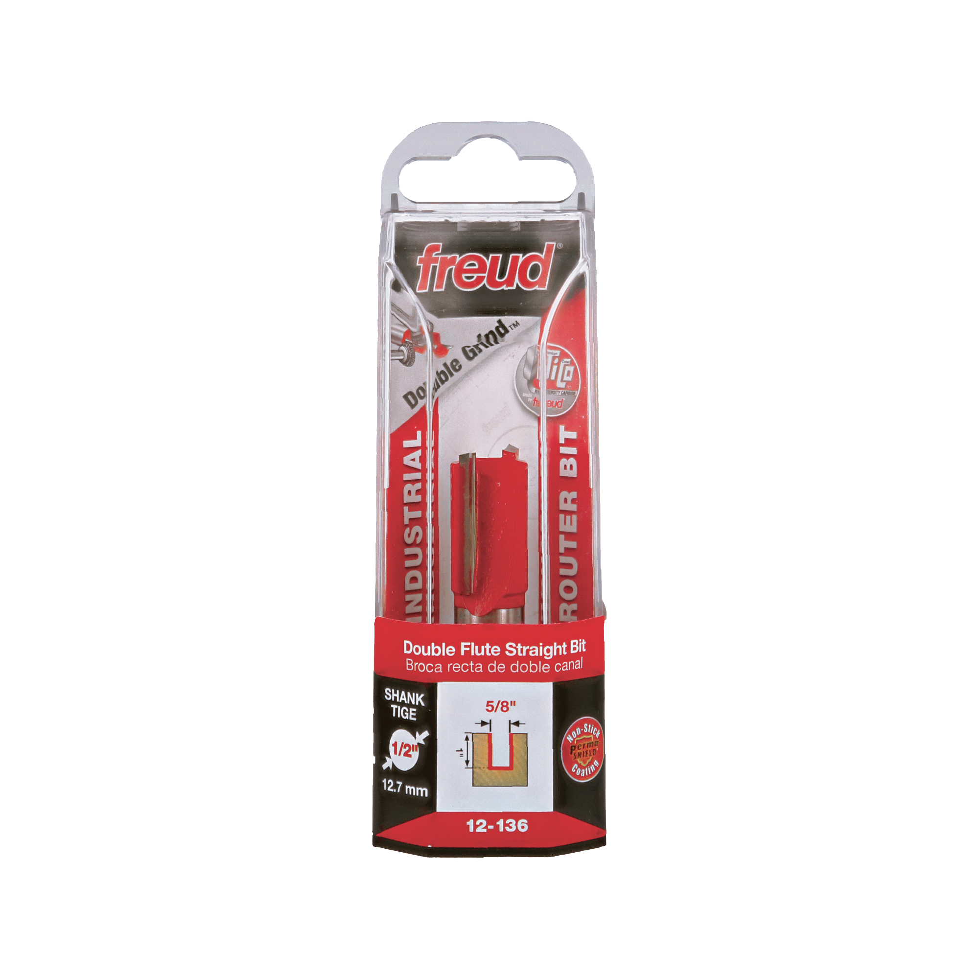 Freud 12-136 5/8" (Dia.) Double Flute Straight Bit (Eclipse Grind)