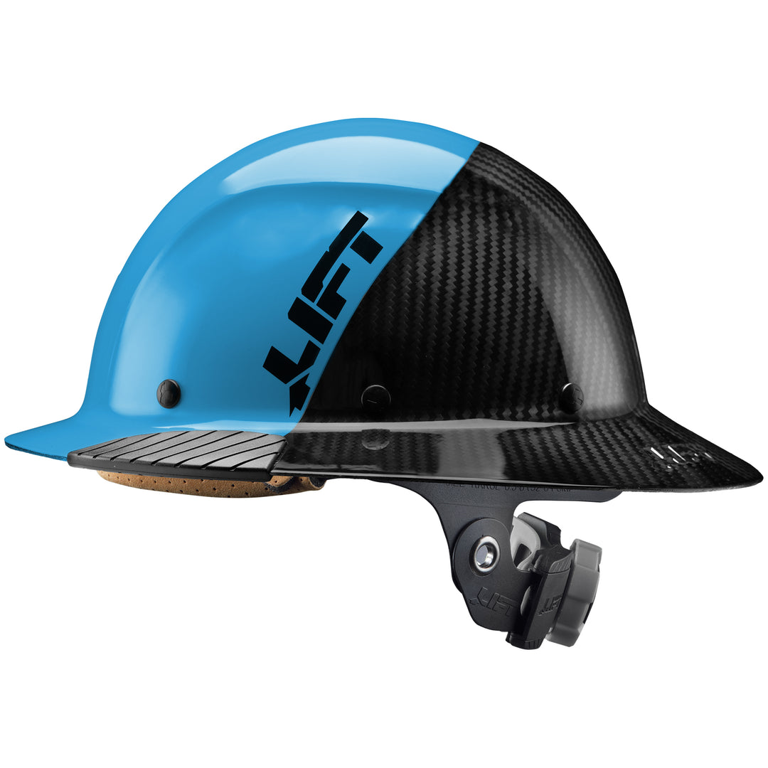 LIFT Safety HDF50C-24CC DAX Fifty 50 Carbon Fiber Full Brim Hard Hat - Ratchet Suspension - Cyan