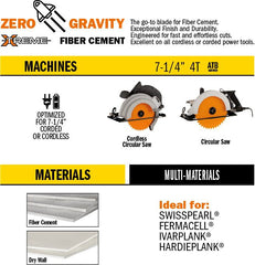 CMT Orange Tools 236.304.07-X10 7-1/4” x 4T x 5/8” Zero Gravity For Fiber Cement 10 Pack