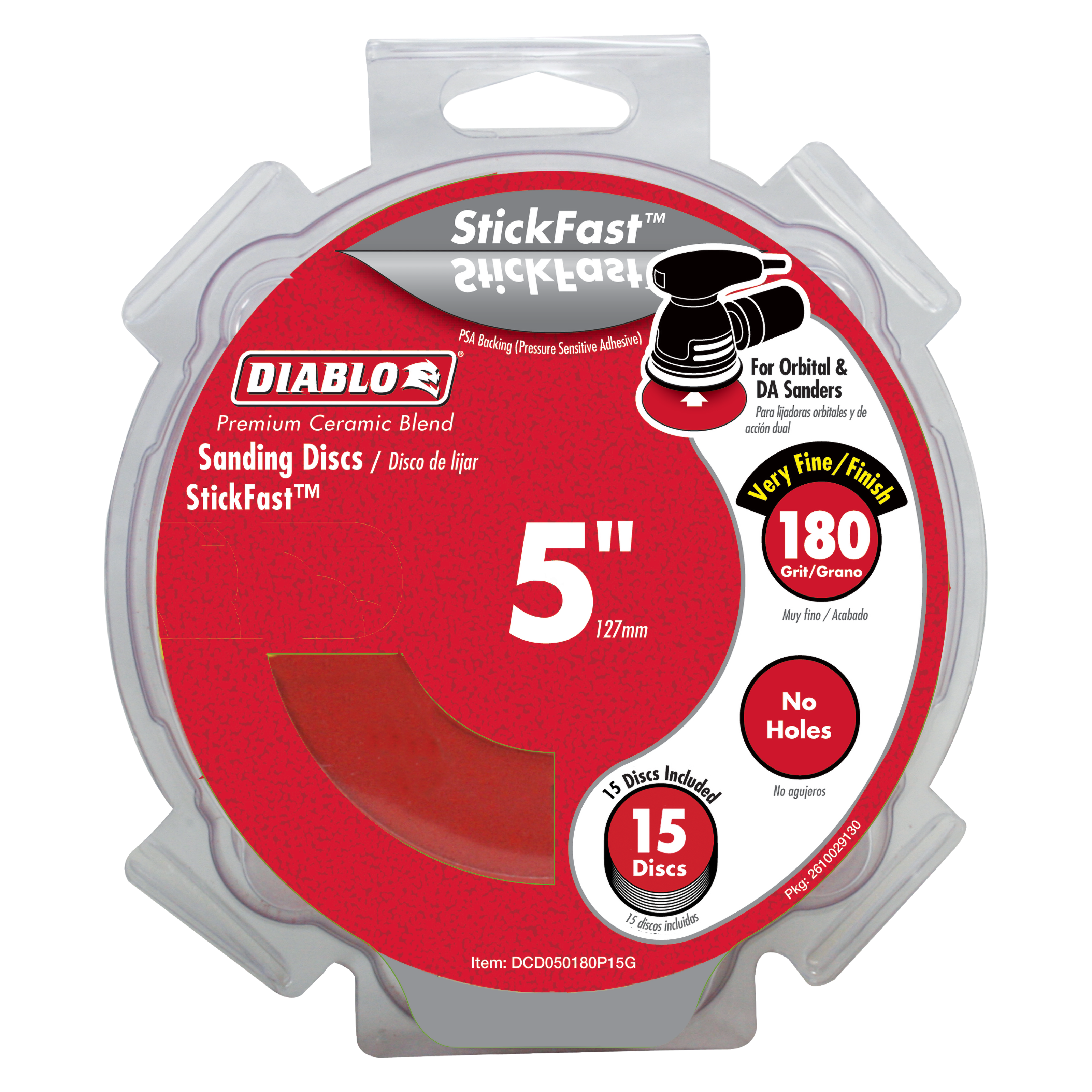 Diablo DCD050180P15G 5" 180-Grit StickFast™ ROS Sanding Discs (15-Pack)