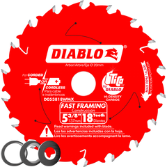 Diablo D053818WMX 5-3/8" x 18-Teeth Fast Framing Saw Blade for Wood