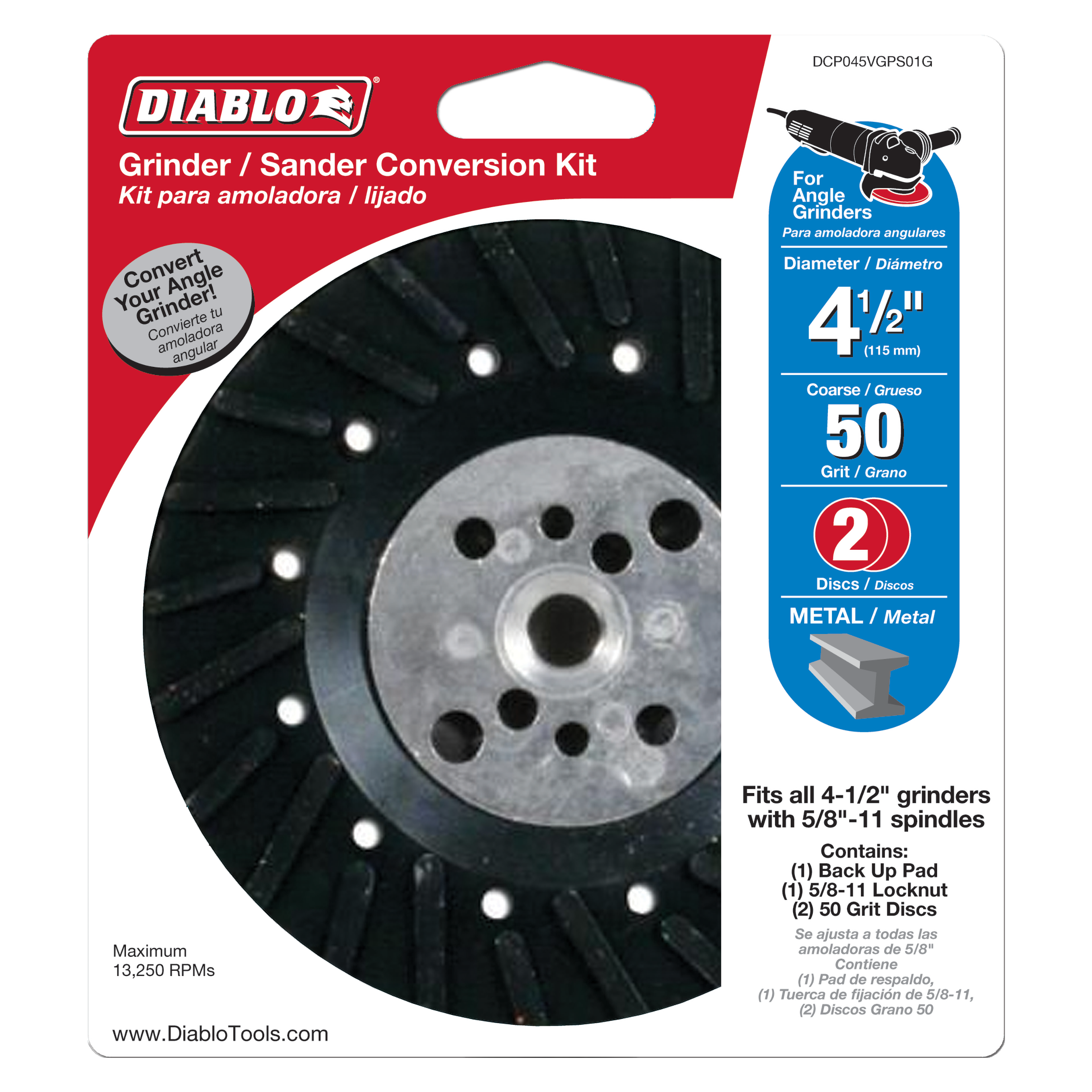 Diablo DCP045VGPS01G 4-1/2" Grinder to Sander Conversion Kit