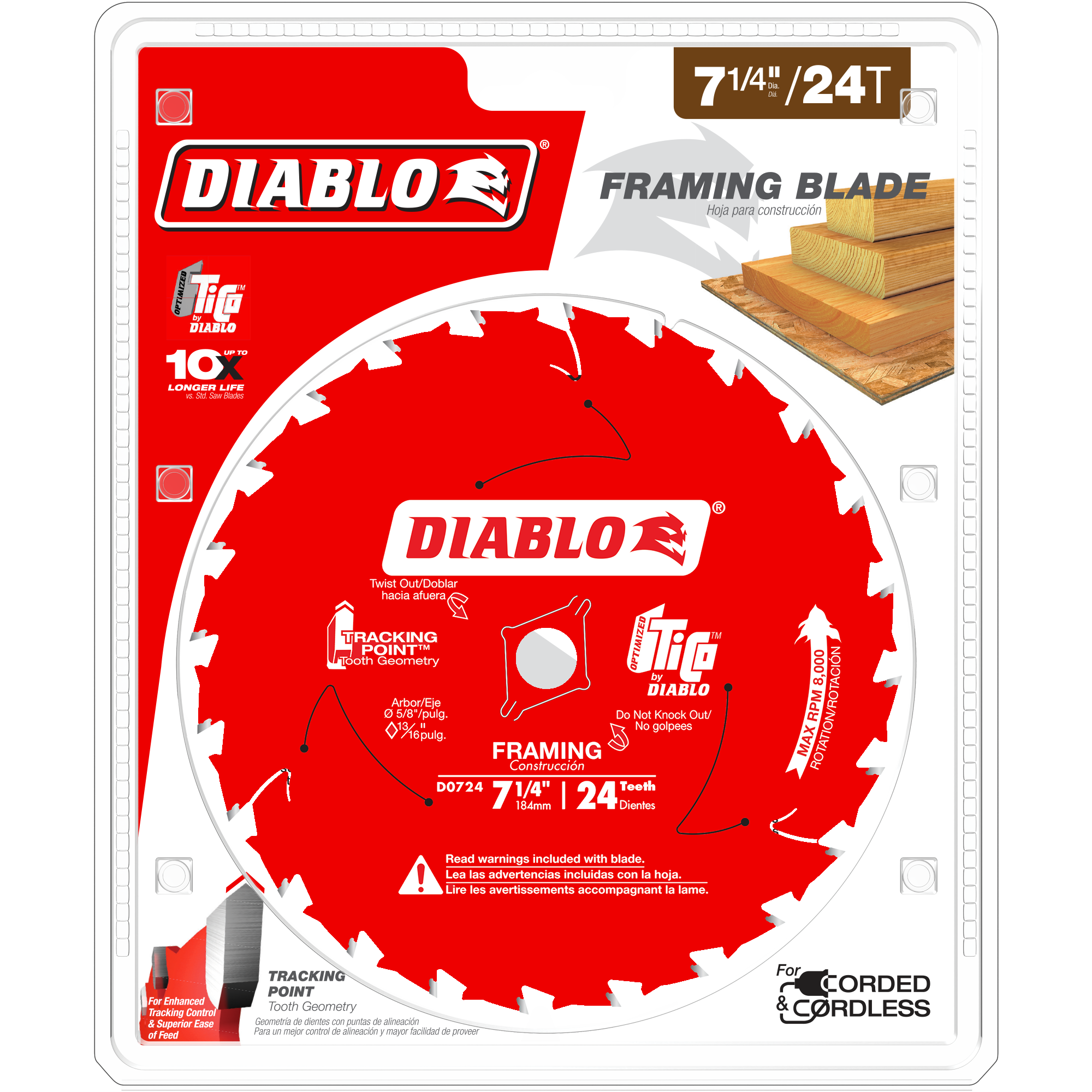 Diablo D0724A 7-1/4" x 24-Teeth Framing Saw Blade for Wood