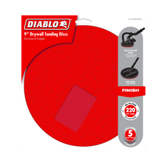 Diablo DCD090220H05G 9" 220-Grit Hook & Lock™ ROS Sanding Discs for Drywall (5-Pack)