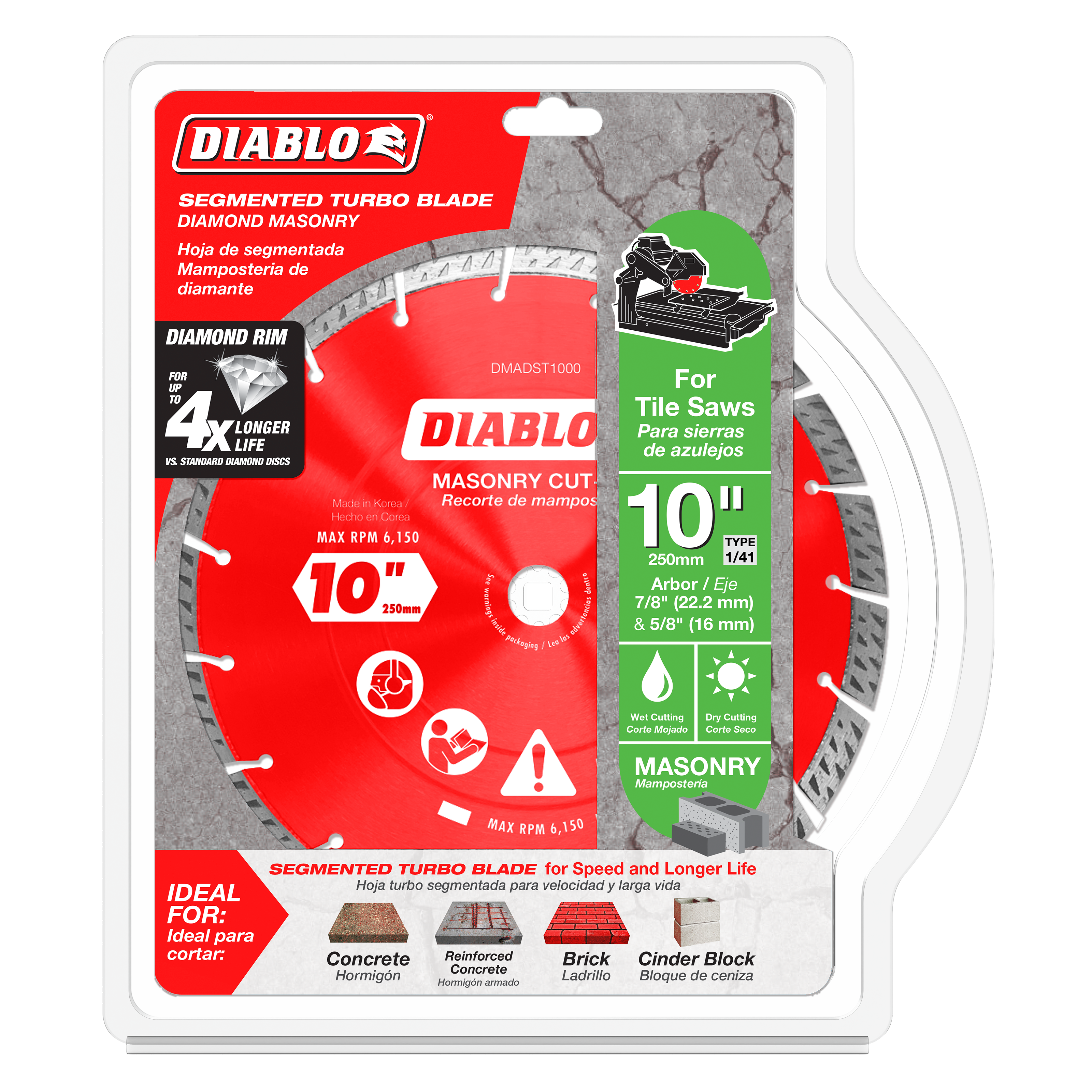 Diablo DMADST1000 10" Diamond Segmented Turbo Masonry Cut-Off Blade