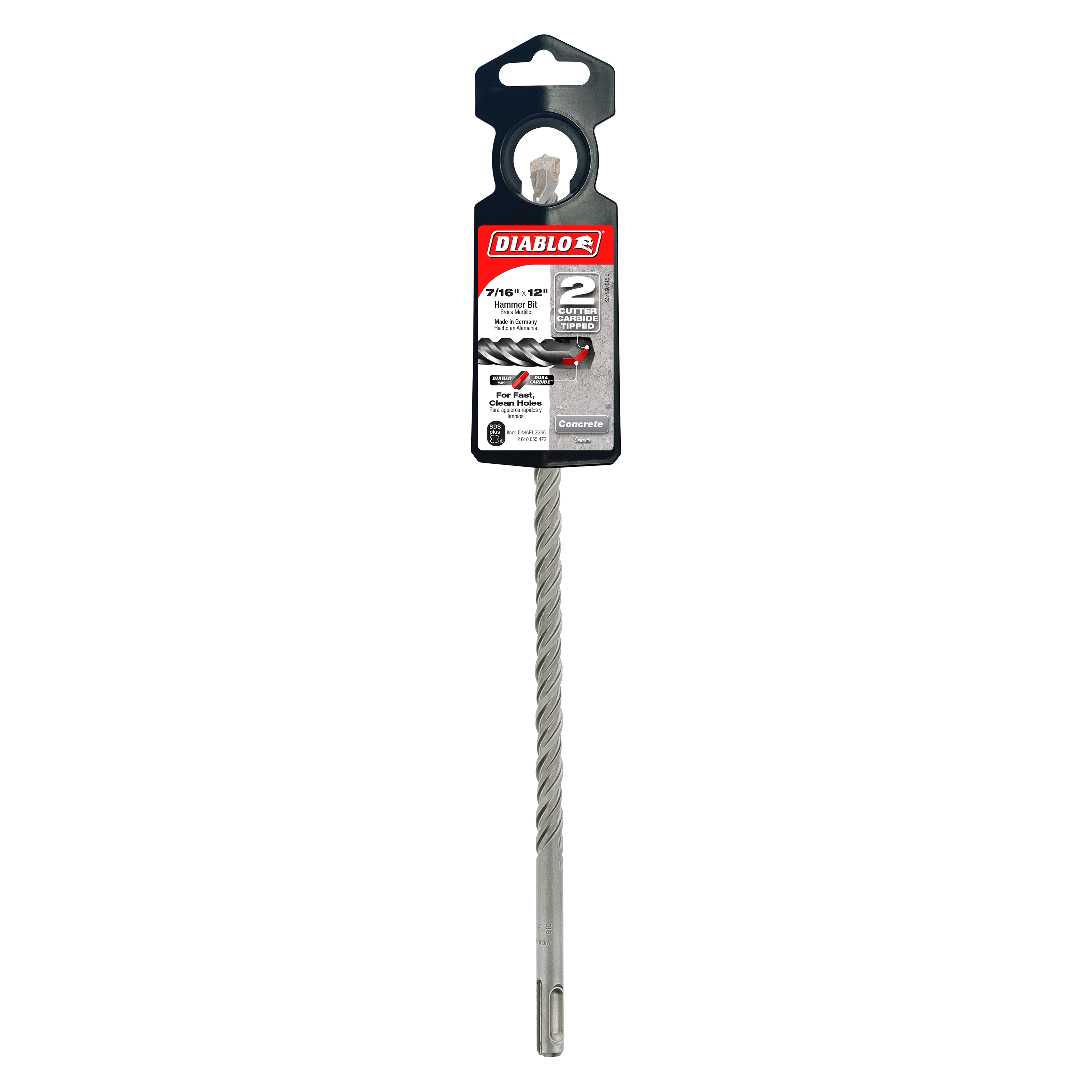 Diablo DMAPL2290 7/16" x 10" x 12" SDS-Plus 2-Cutter Carbide-Tipped Hammer Drill Bit