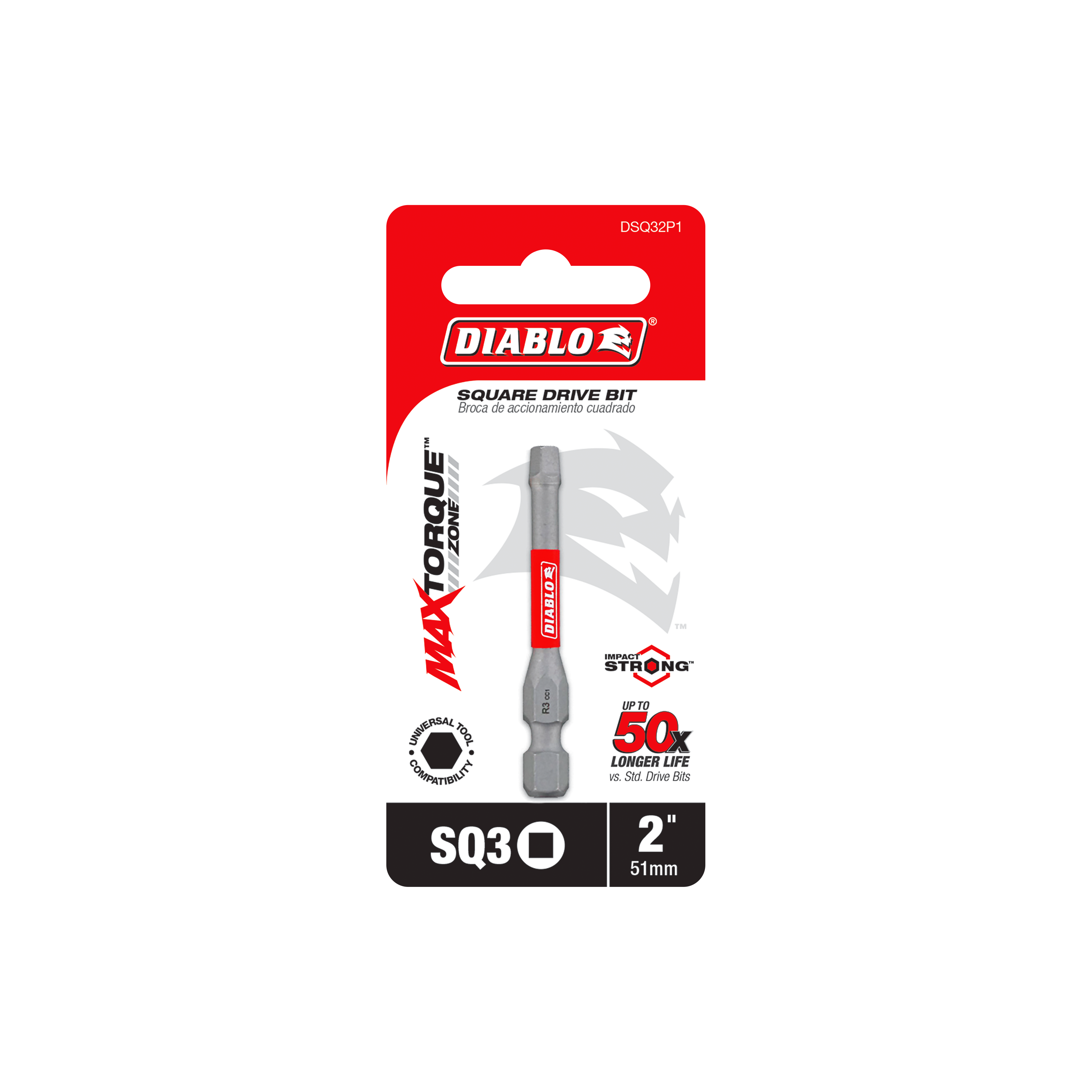 Diablo DSQ32P1 2" #3 Square Drive Bit