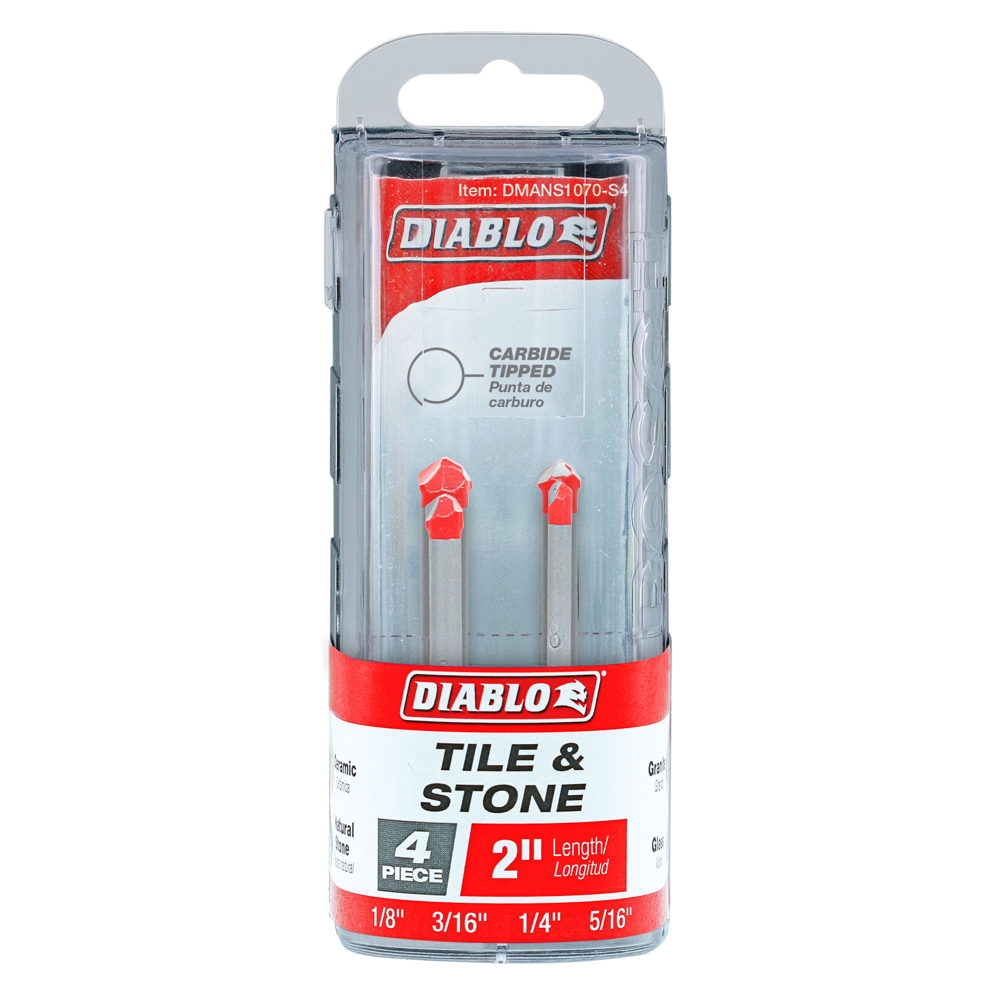 Diablo DMANS1070-S4 4 pc Carbide-Tipped Drill Bit Set for Tile & Stone (4-Piece)