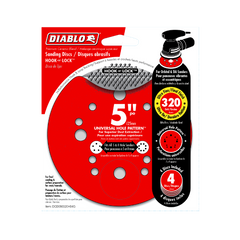 Diablo DCD050320H04G 5" 320-Grit Hook & Lock™ ROS Sanding Discs (4-Pack)