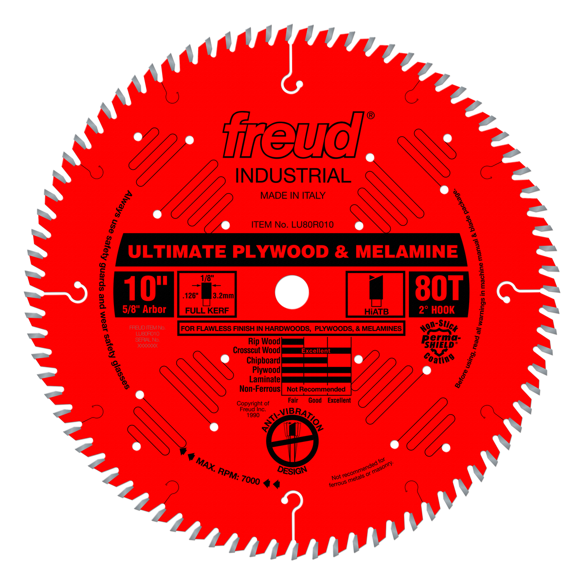 Freud LU80R010: 10" x 80 Tooth Ultimate Plywood & Melamine Blade