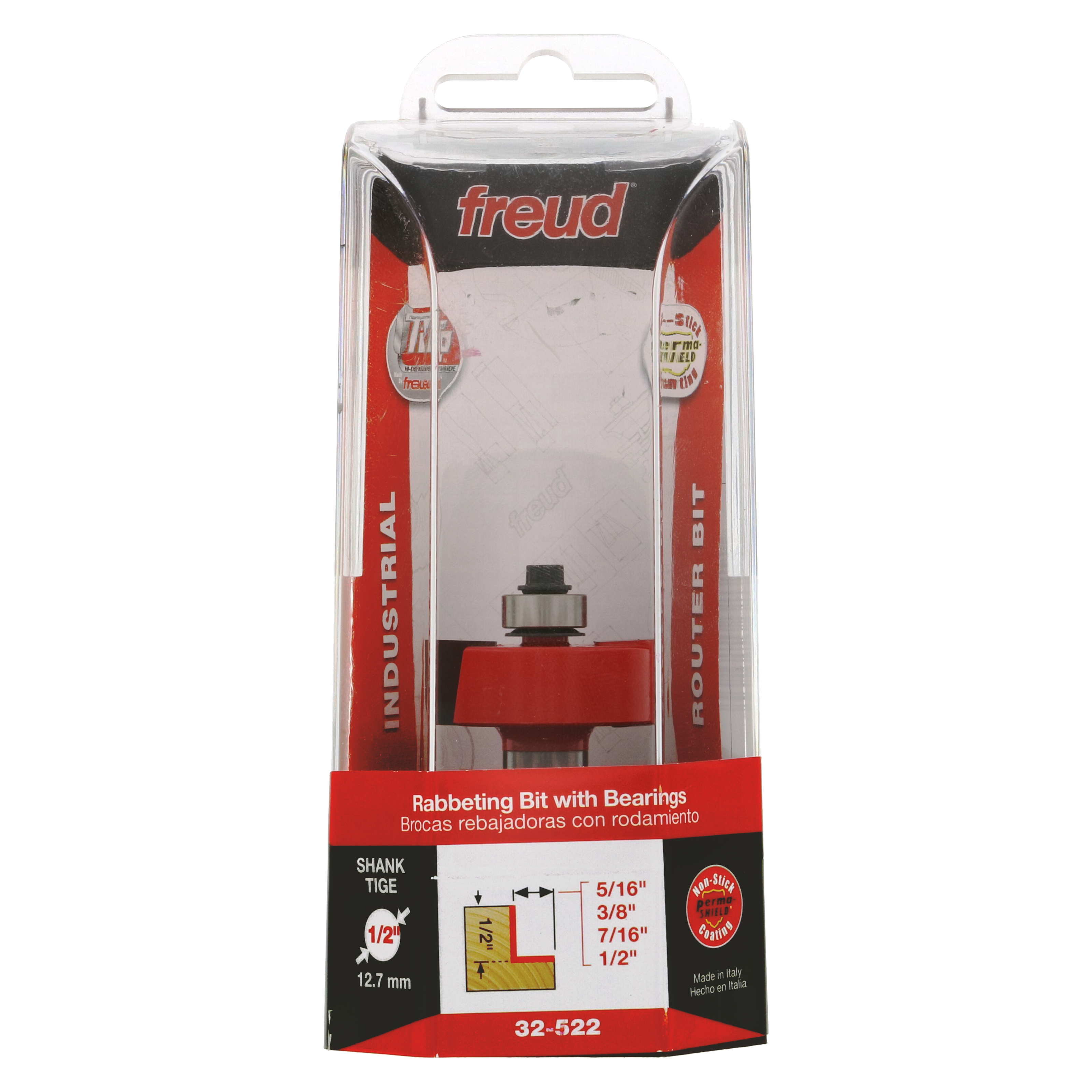 Freud 32-522 5/16", 3/8", 7/16", 1/2" Depth Rabbeting Bit with Bearings