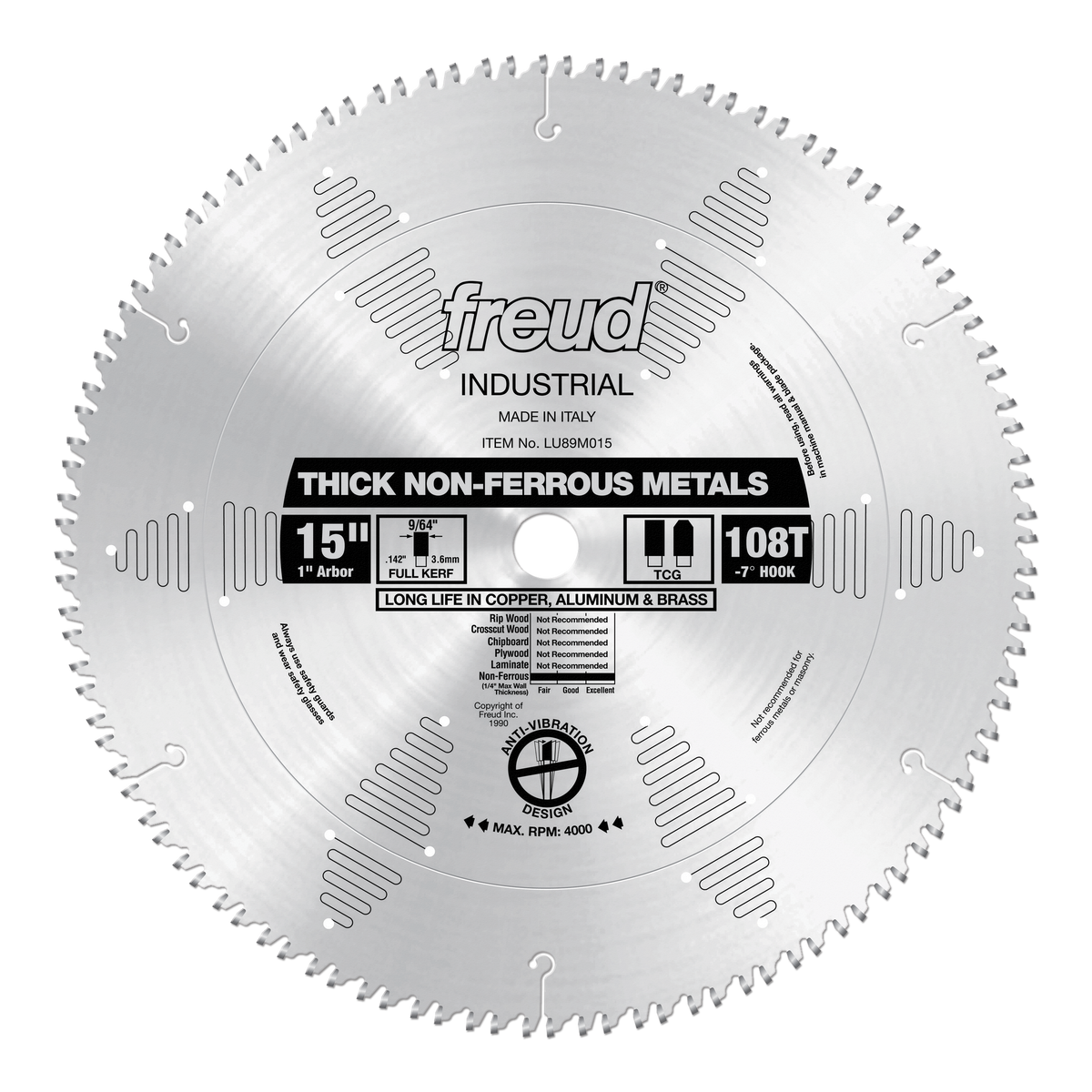 Freud LU89M015 15" Thick Stock Aluminum Metal Blade