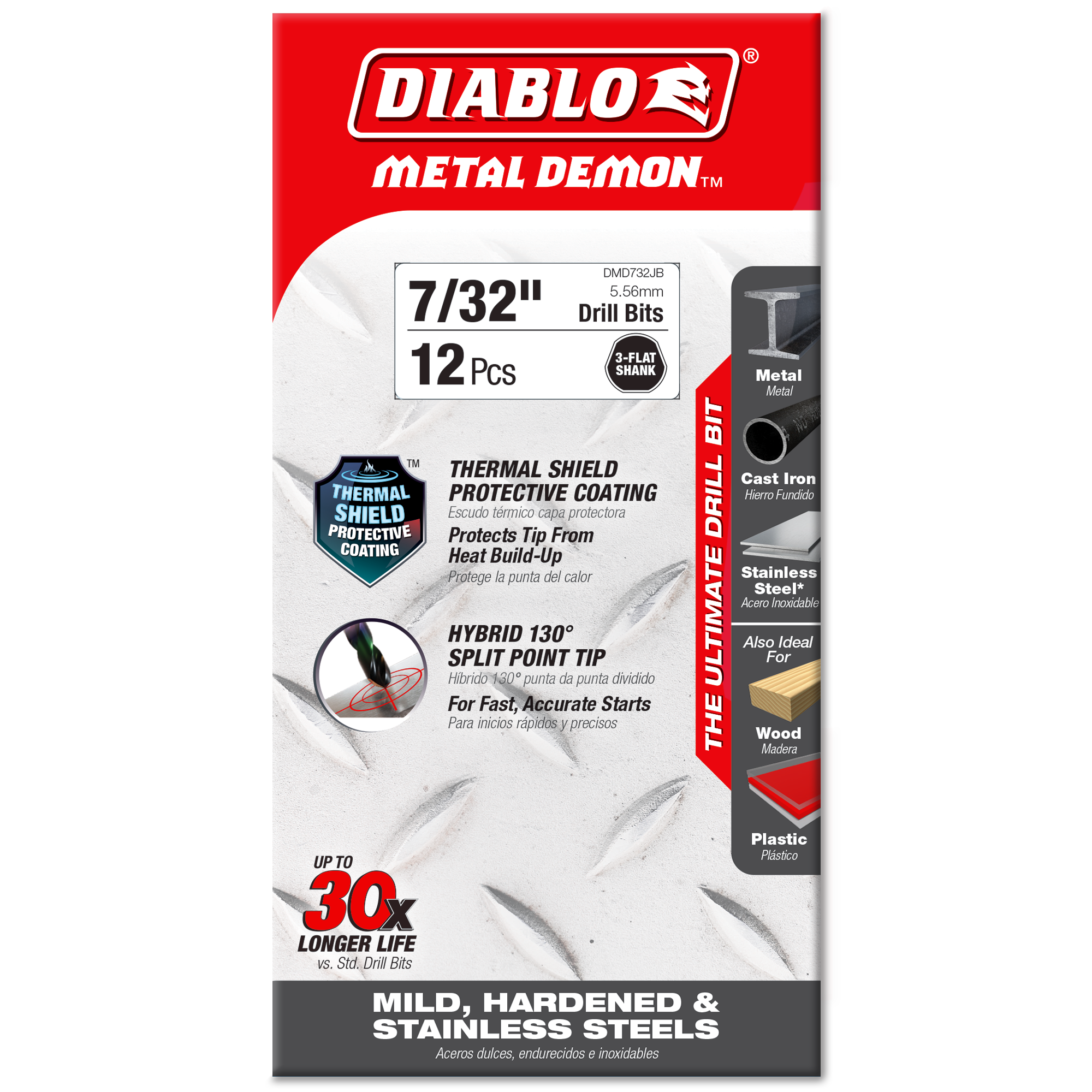 Diablo DMD732JB 7/32" Metal Demon™ Drill Bits for Mild, Hardened and Stainless Steels (2-Pack)
