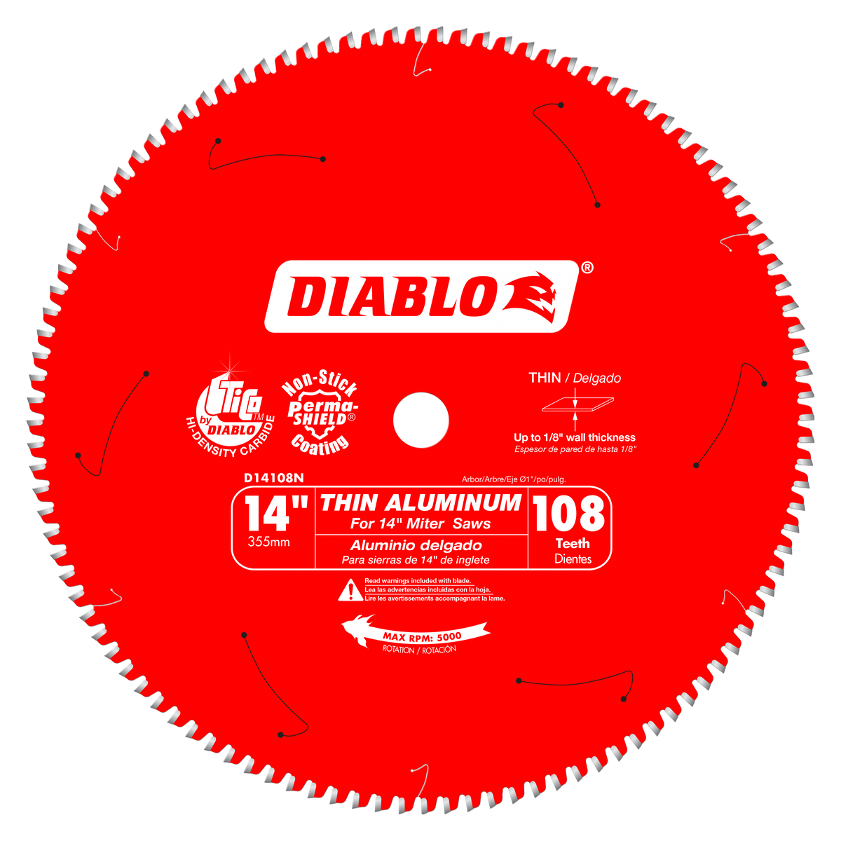 Diablo D14108N 14 Inch x 108 Tooth Thin Aluminum Cutting Saw Blade