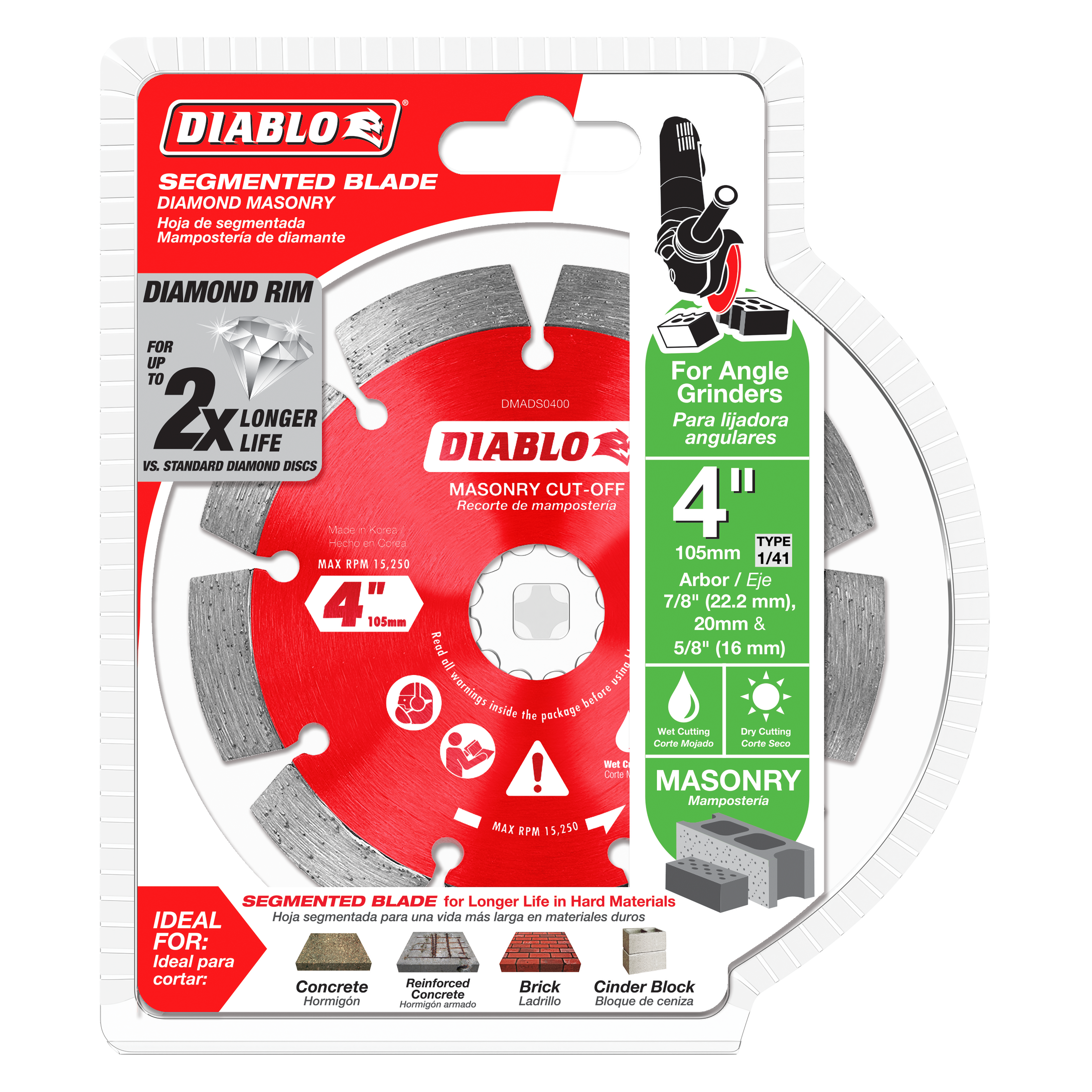 Diablo DMADS0400 4" Diamond Segmented Masonry Cut-Off Blade