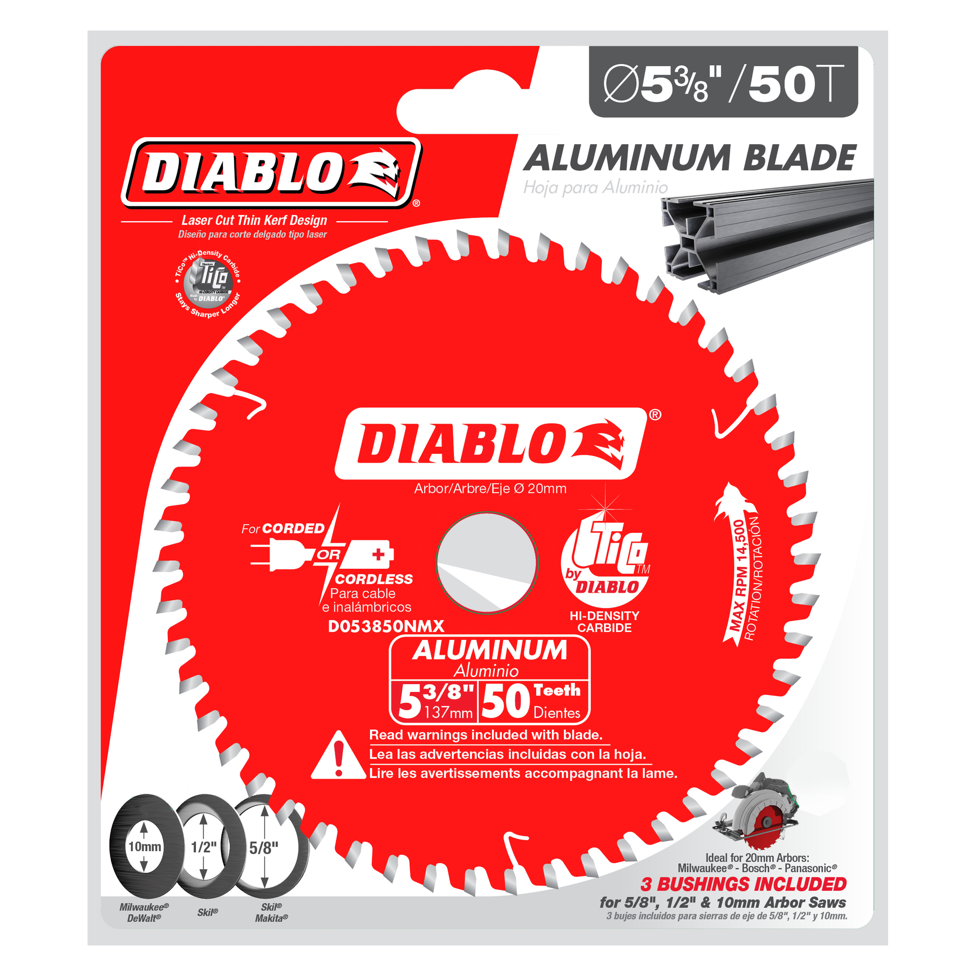 Diablo D053850NMX 5-3/8" x 50-Teeth Saw Blade for Medium Aluminum