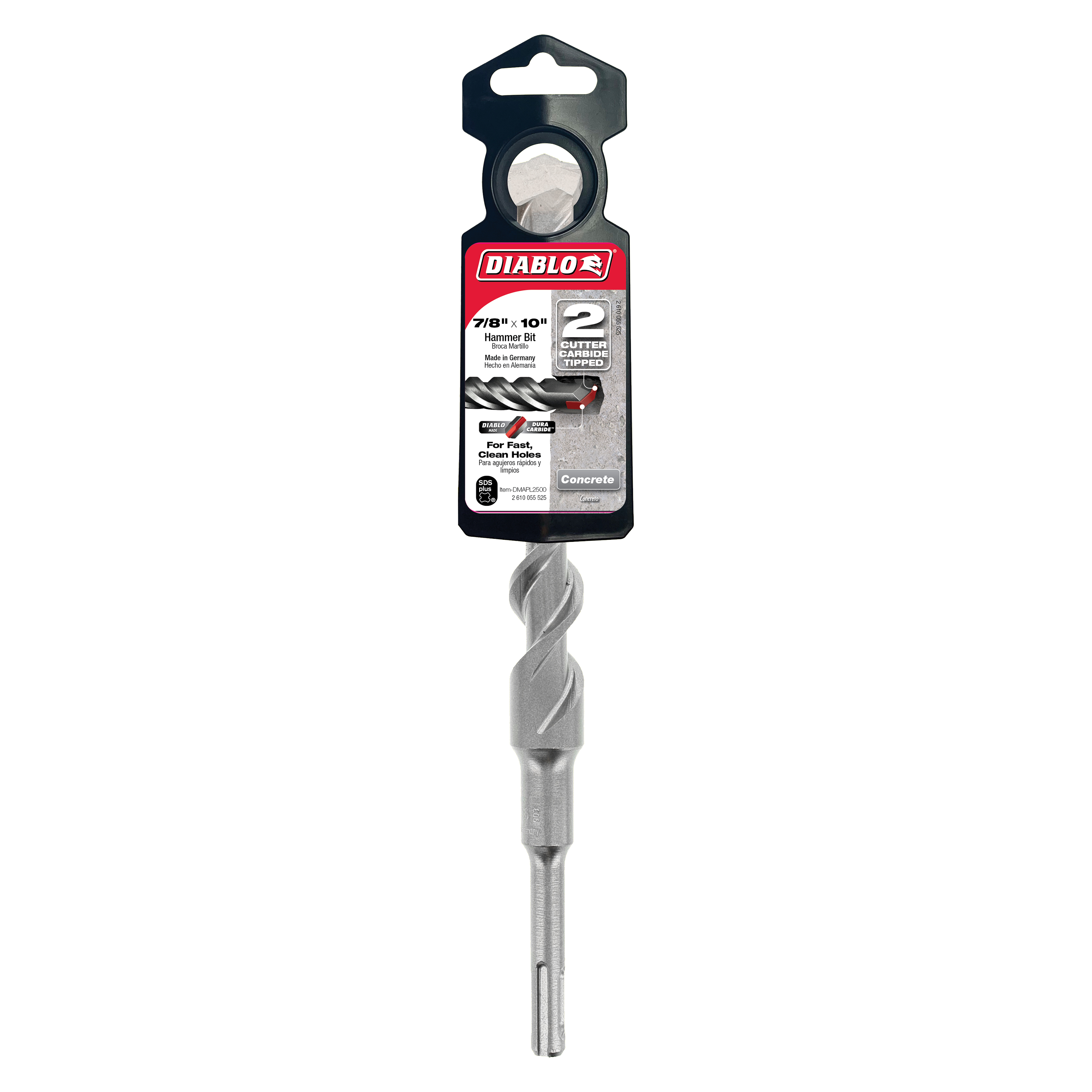Diablo DMAPL2500 7/8" x 8" x 10" SDS-Plus 2-Cutter Carbide-Tipped Hammer Drill Bit