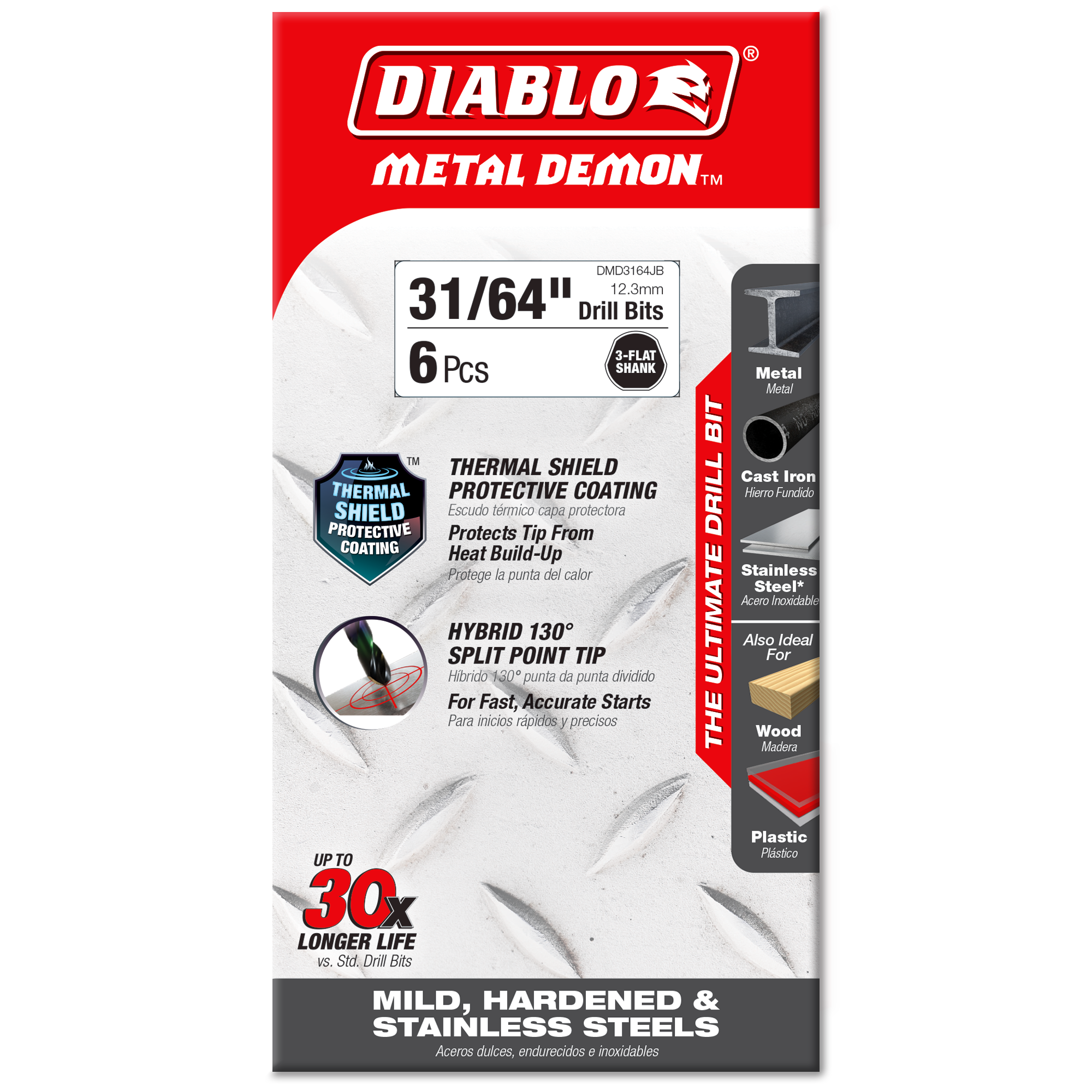 Diablo DMD3164JB 31/64" Metal Demon™ Drill Bits for Mild, Hardened and Stainless Steels