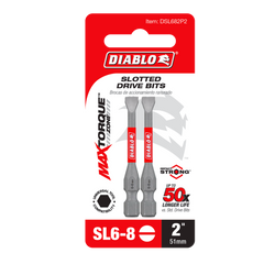 Diablo DSL682P2 2" SL6-8 Slotted Drive Bits