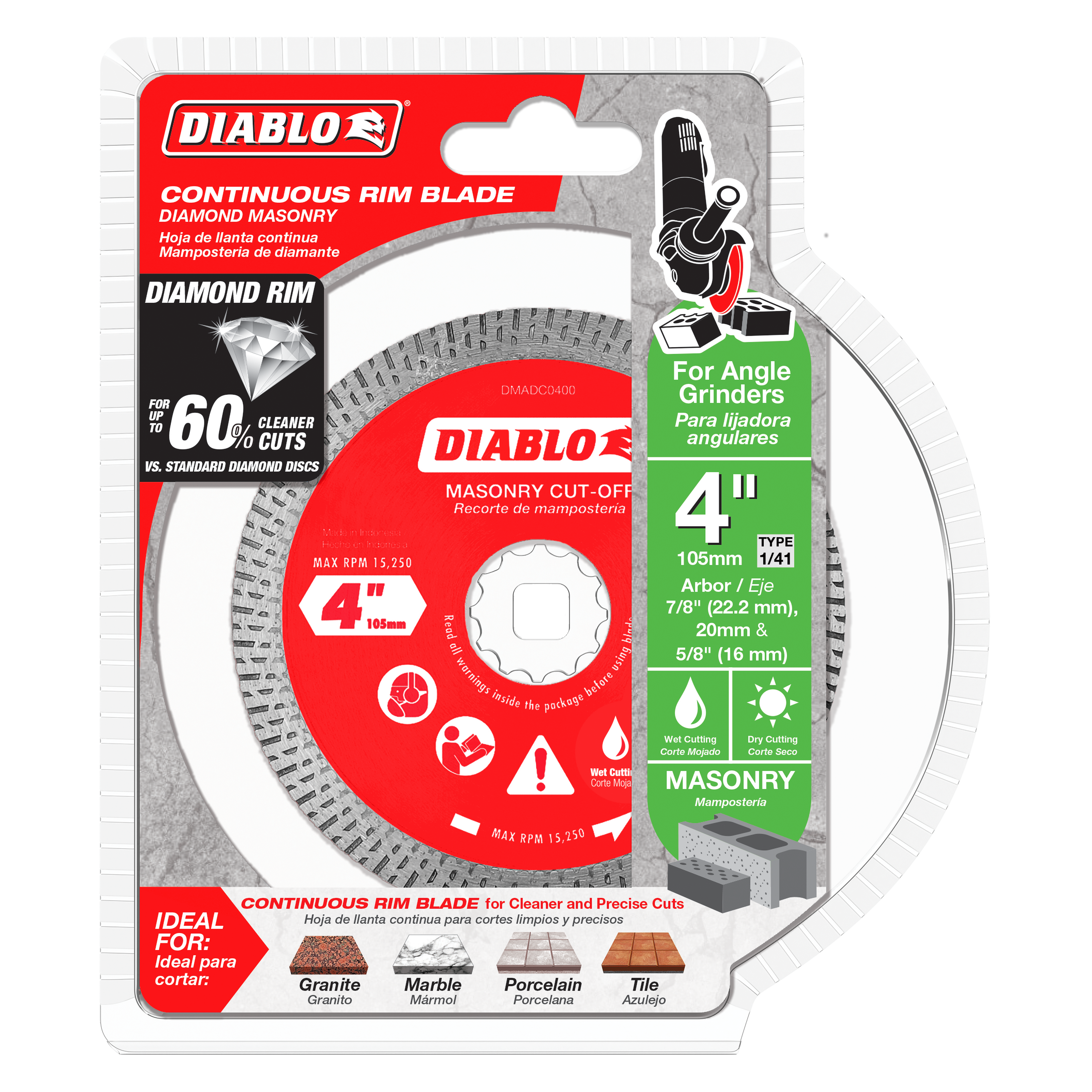 Diablo DMADC0400 4" Diamond Continuous Rim Masonry Cut-Off Disc