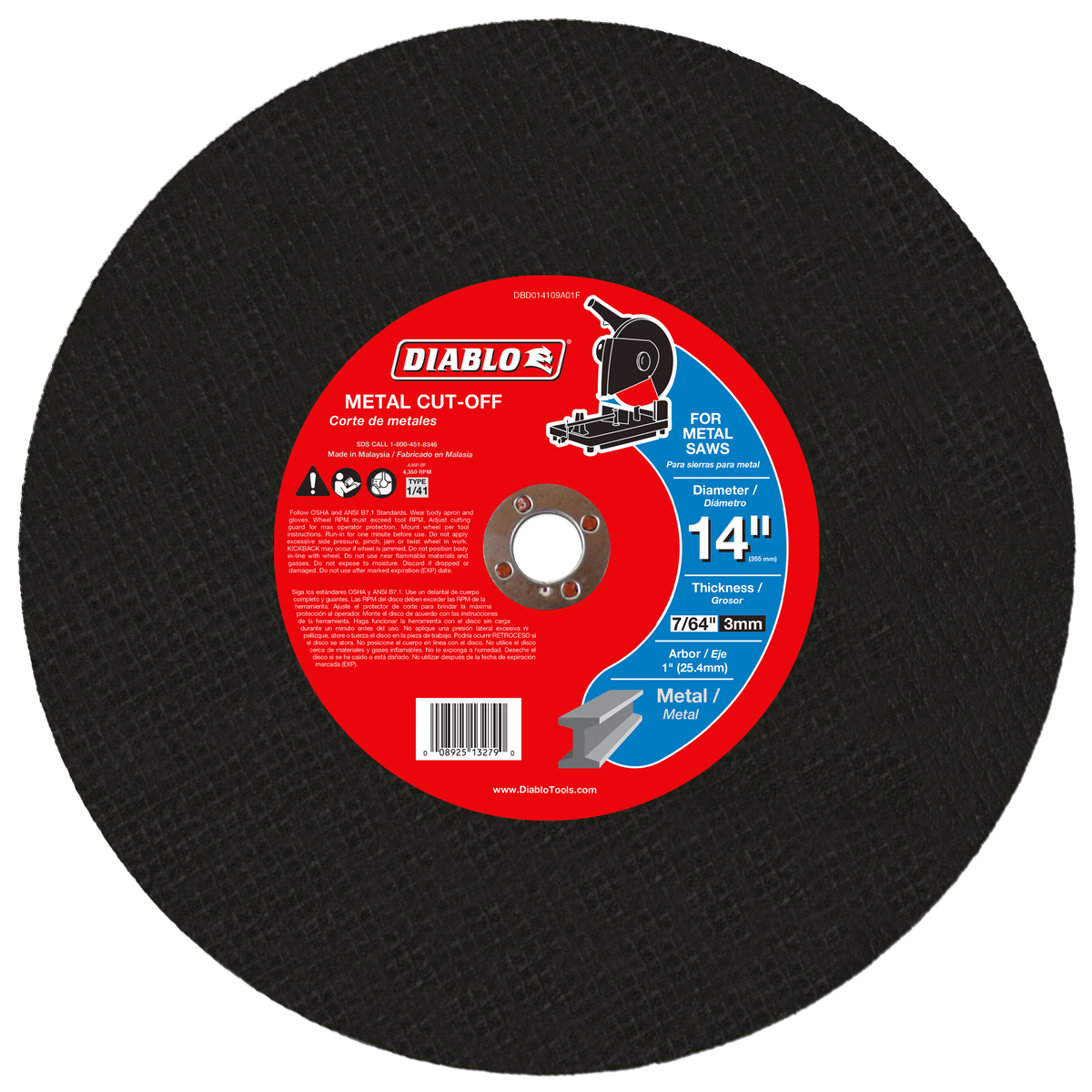 Diablo DBD014109A01F 14" Chop Saw Disc for Metal