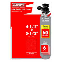 Diablo DCS045060S06G 4-1/2" x 5-1/2" 60-Grit Palm Sander 1/4 Sanding Sheets (6-Pack)