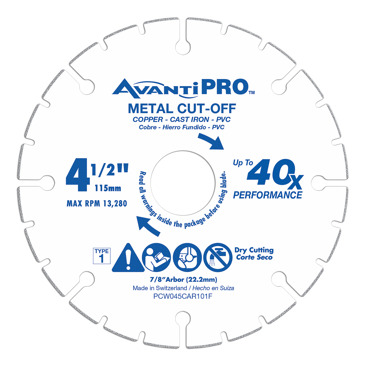 AvantiPRO PCW045CAR101F 4.5 in. Carbide Grit Metal Cut-Off Wheel