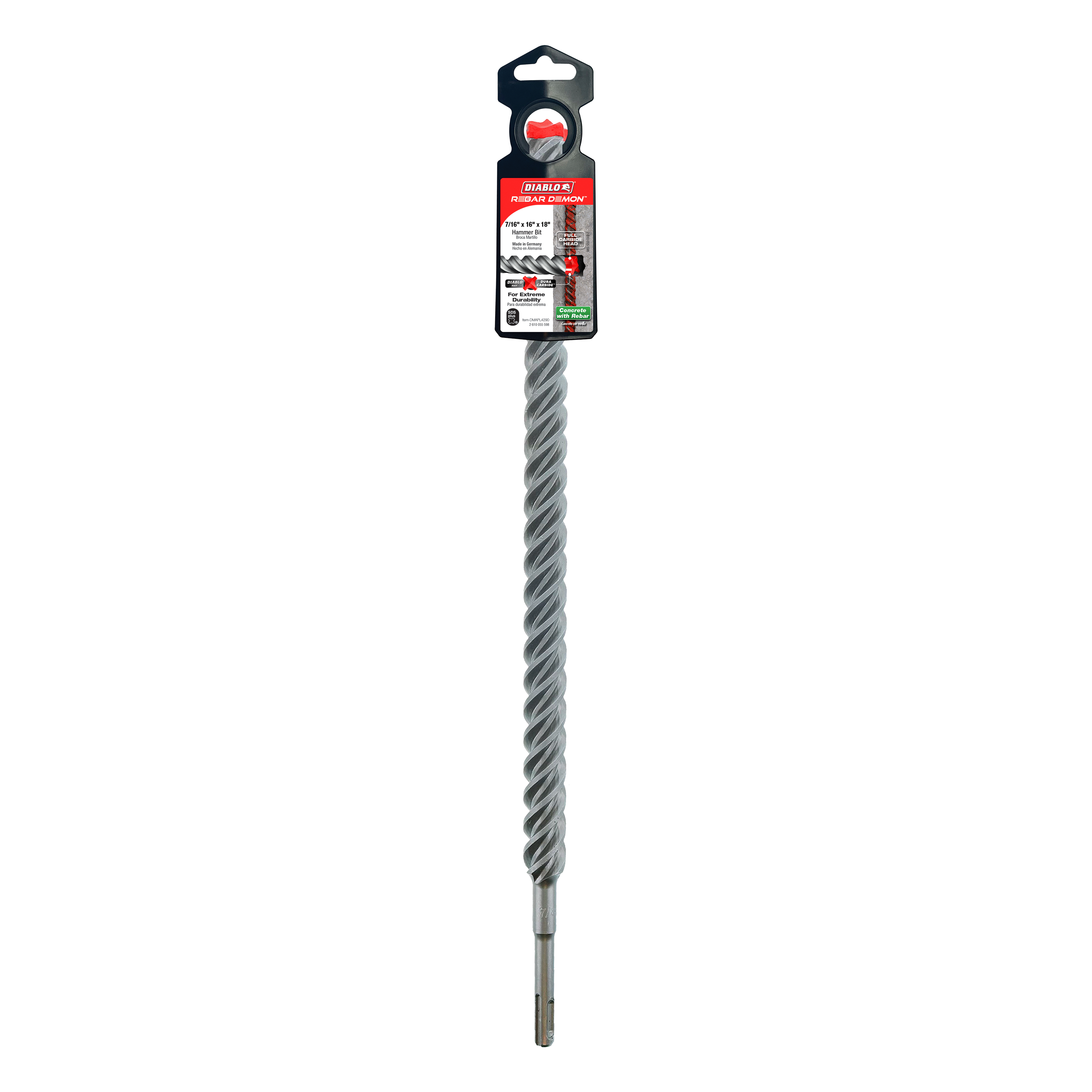 Diablo DMAPL4290 7/8" x 16" x 18" Rebar Demon™ SDS-Plus 4-Cutter Full Carbide Head Hammer Drill Bit