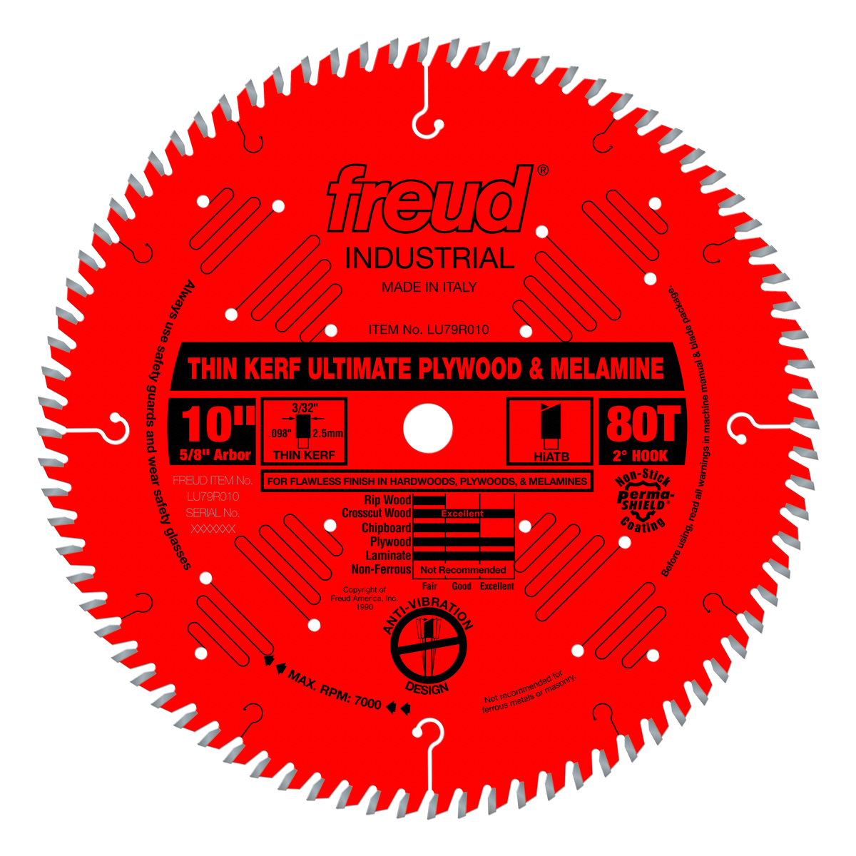 Freud LU79R010 10" Thin Kerf Ultimate Plywood & Melamine Blade