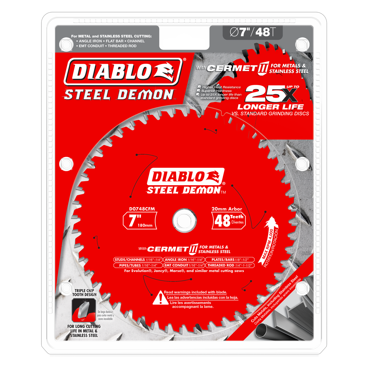 Diablo D0748CFM 7" x 48-Teeth Steel Demon™ Cermet II Saw Blade for Medium Metal