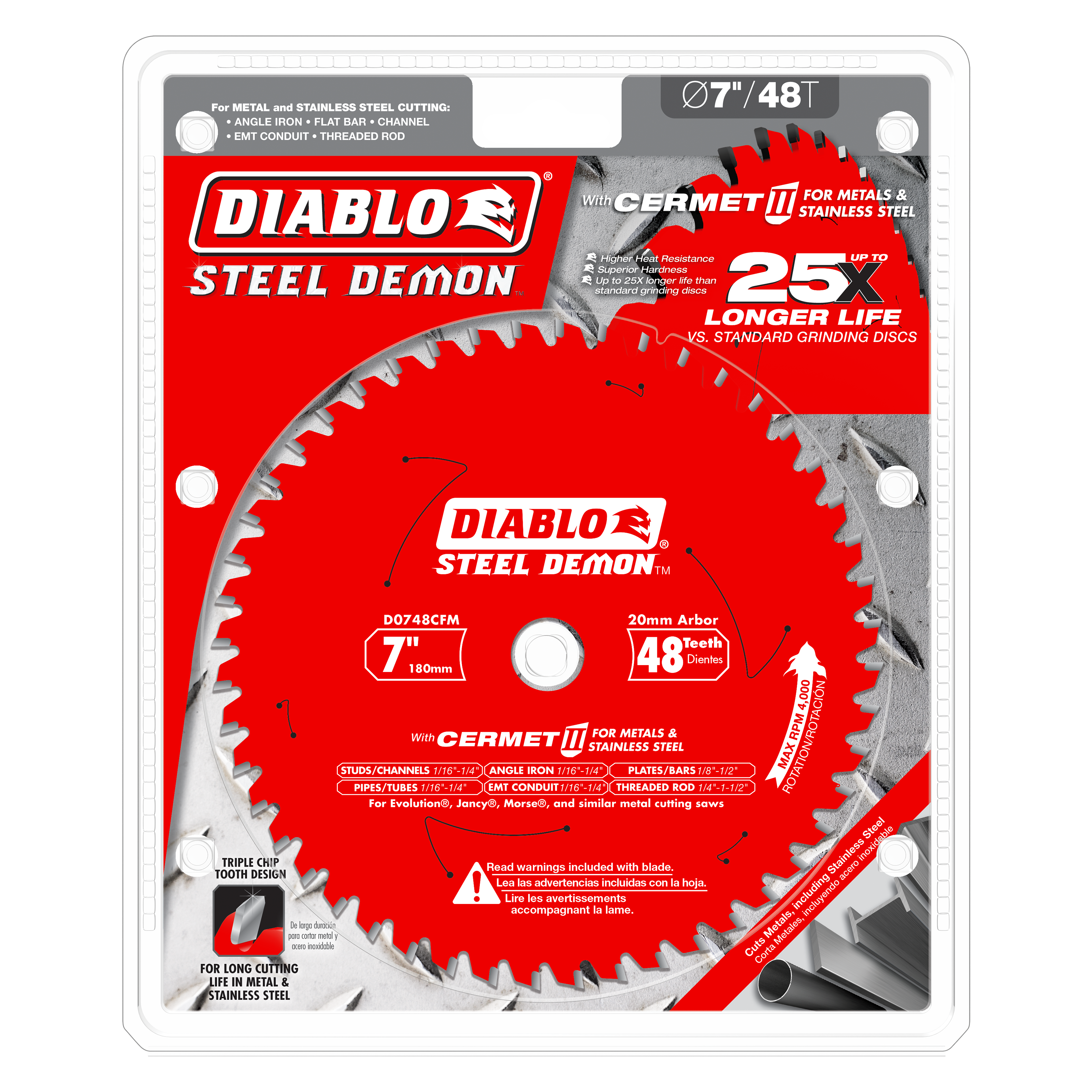 Diablo D0748CFM 7" x 48-Teeth Steel Demon™ Cermet II Saw Blade for Medium Metal