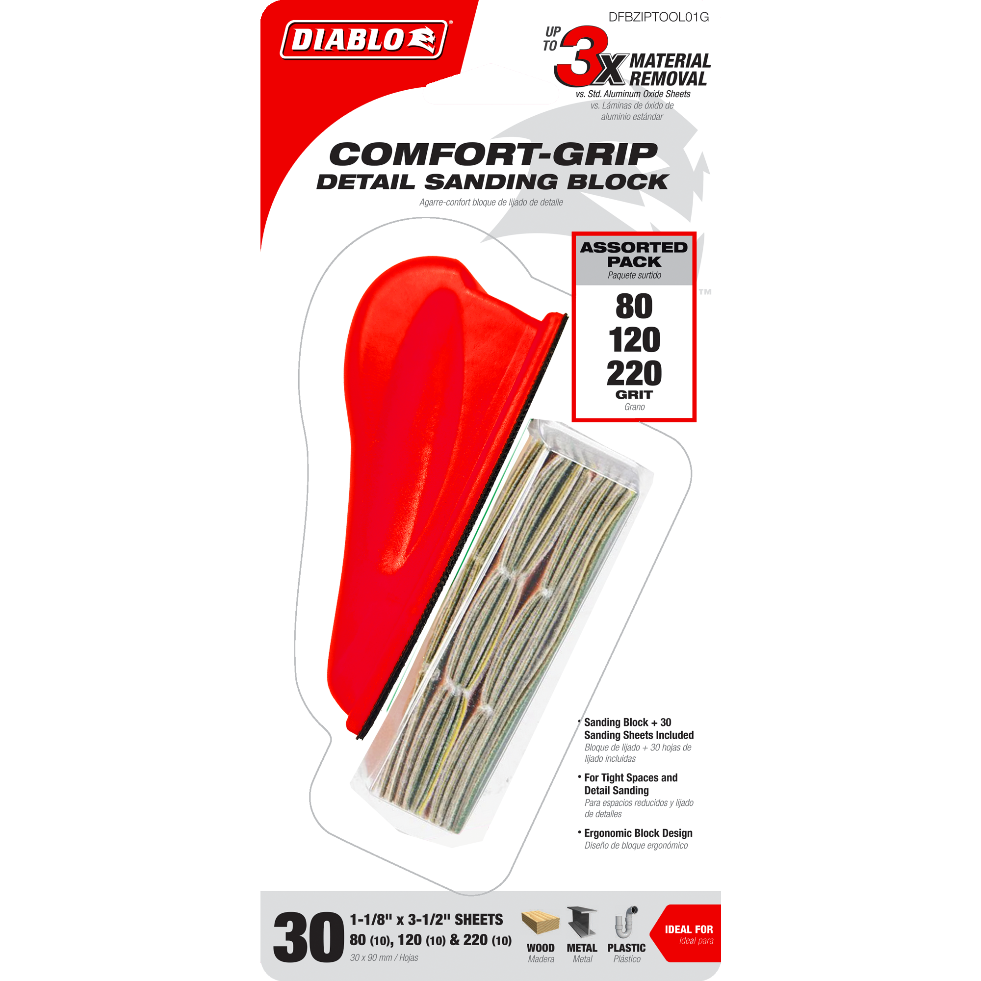 Diablo DFBZIPTOOL01G Comfort-Grip™ Detail Sanding Block