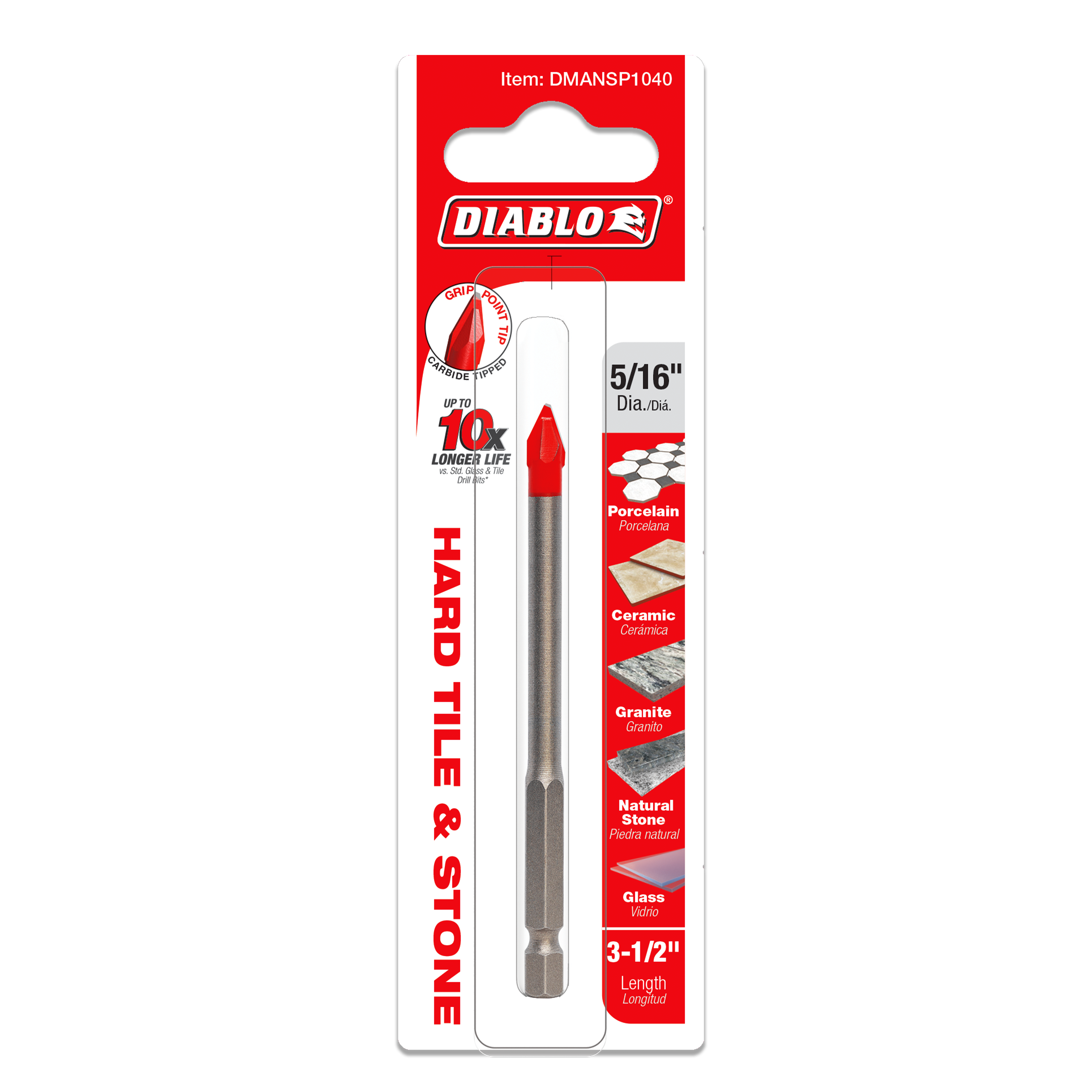 Diablo DMANSP1040 Diablo 5/16" Hard Tile & Stone Carbide Tipped Drill Bit