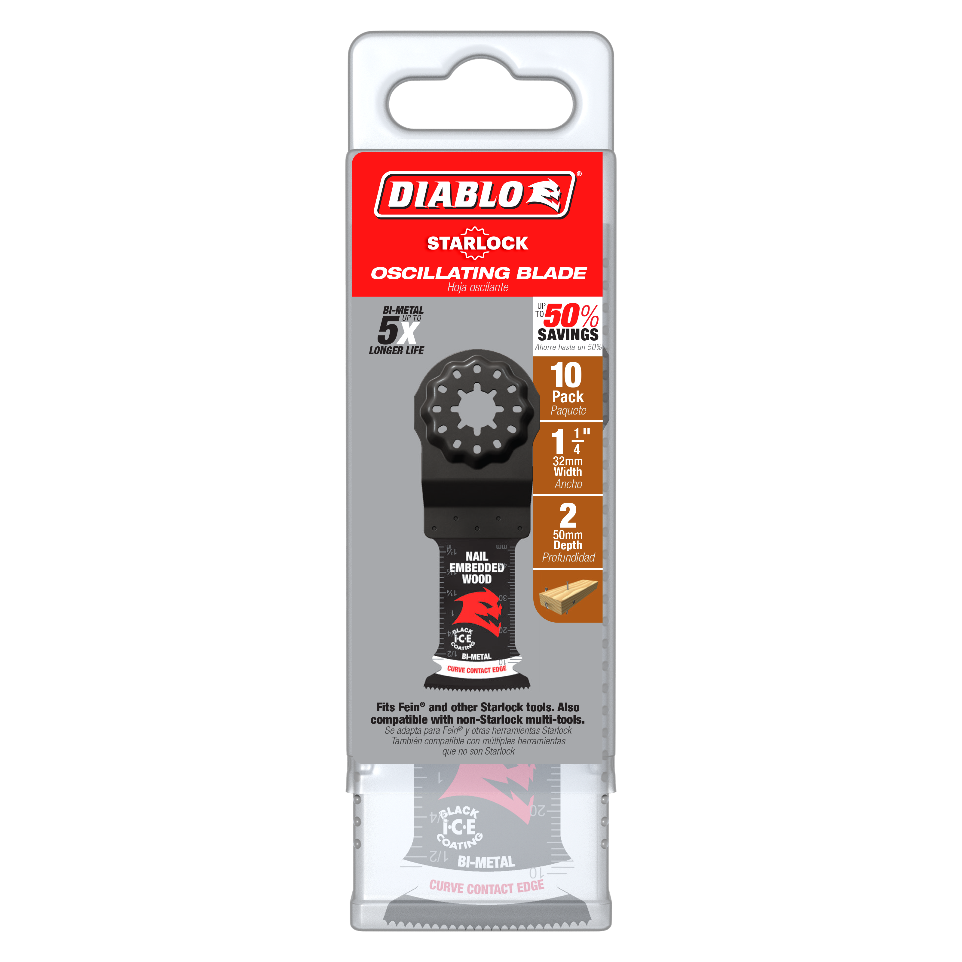 Diablo DOS125BW10 1-1/4" Demo Demon™ Starlock Bi-Metal Oscillating Blades for Nail-Embedded Wood (10-Pack)