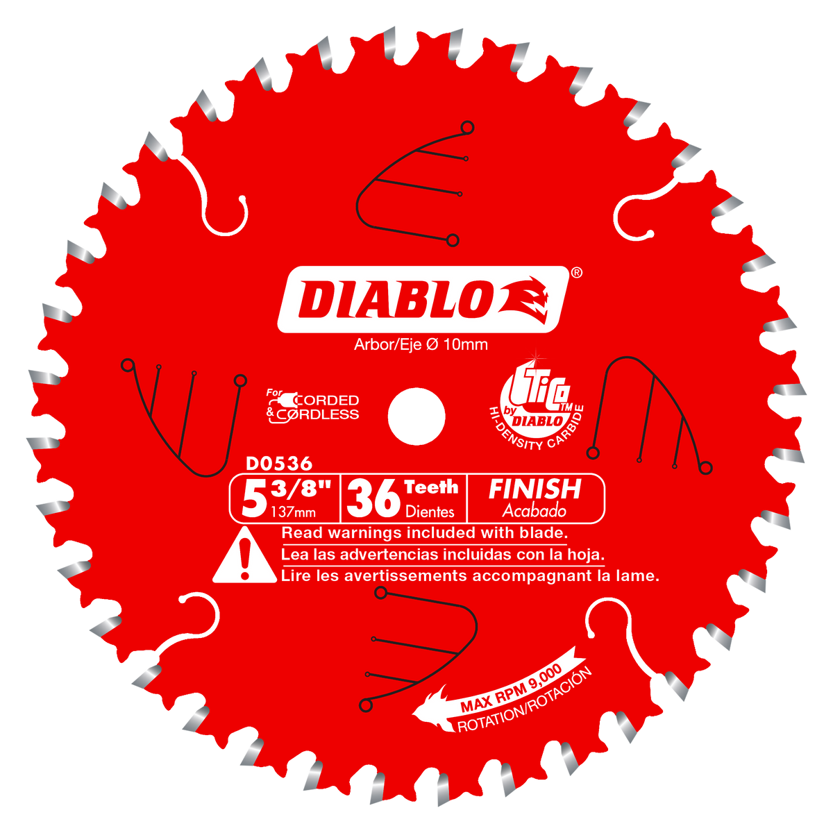 Diablo D0536X 5-3/8" x 36-Teeth Finish Trim Saw Blade for Wood