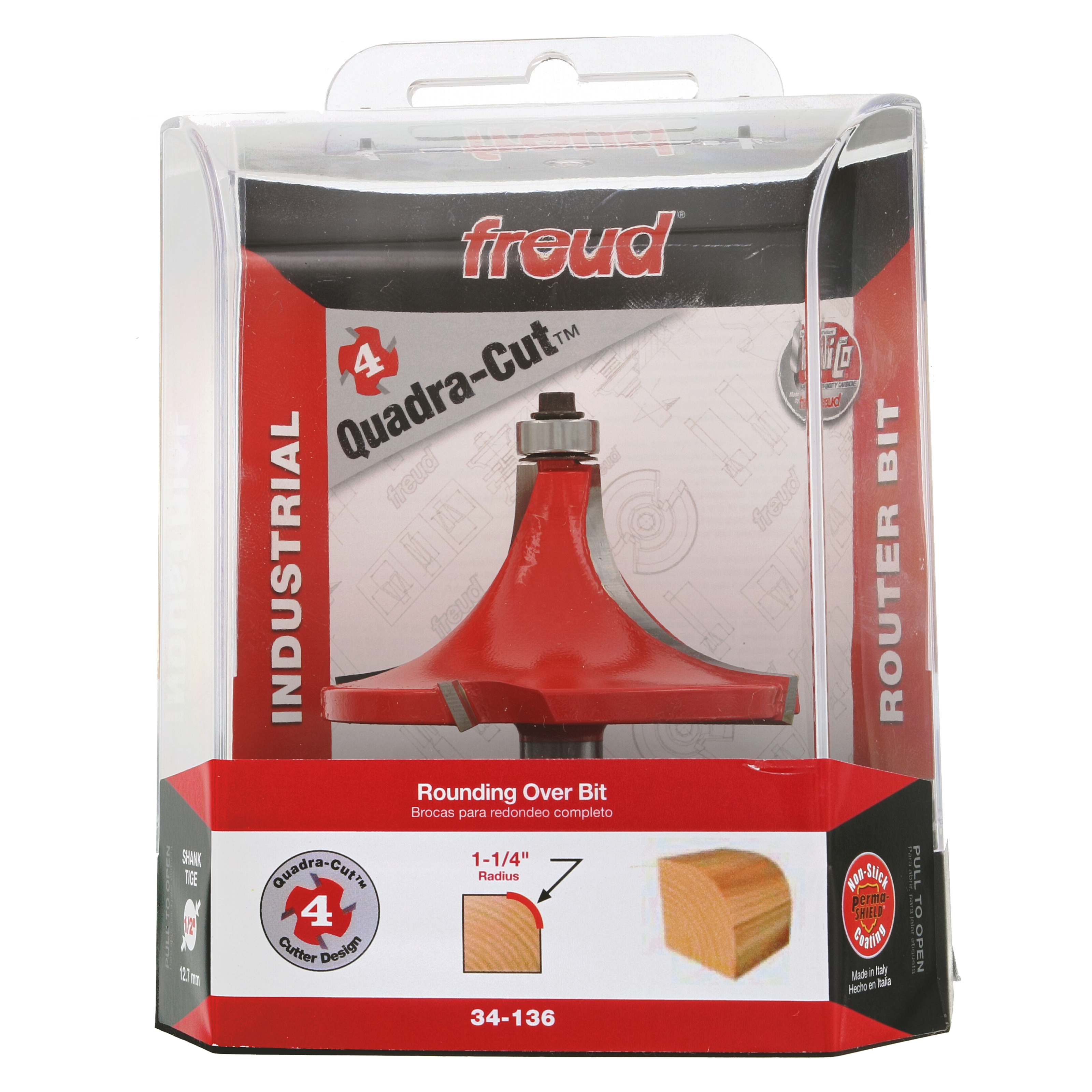 Freud 34-136 1-1/4" Radius Rounding Over Bit (Quadra-Cut)