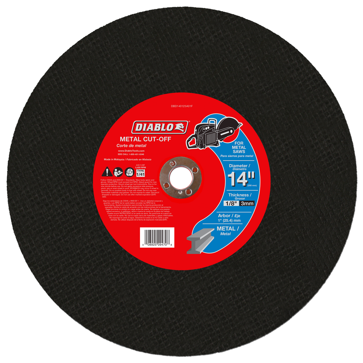 Diablo DBD140125A01F 14" Metal Cut-Off Disc